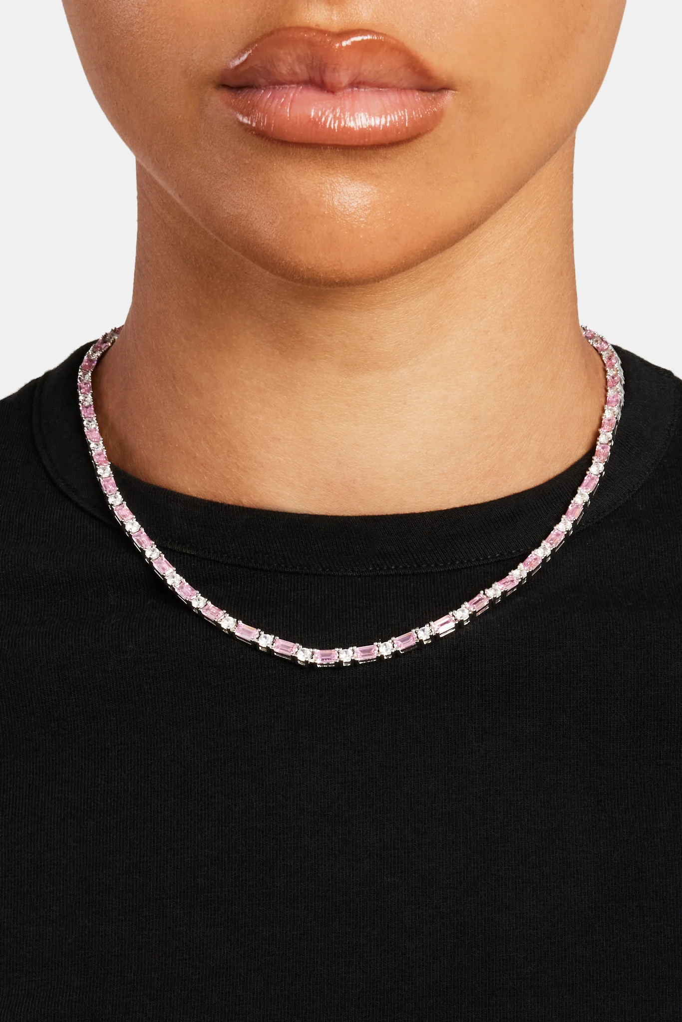2mm Pink And White Tennis Chain - Image 2