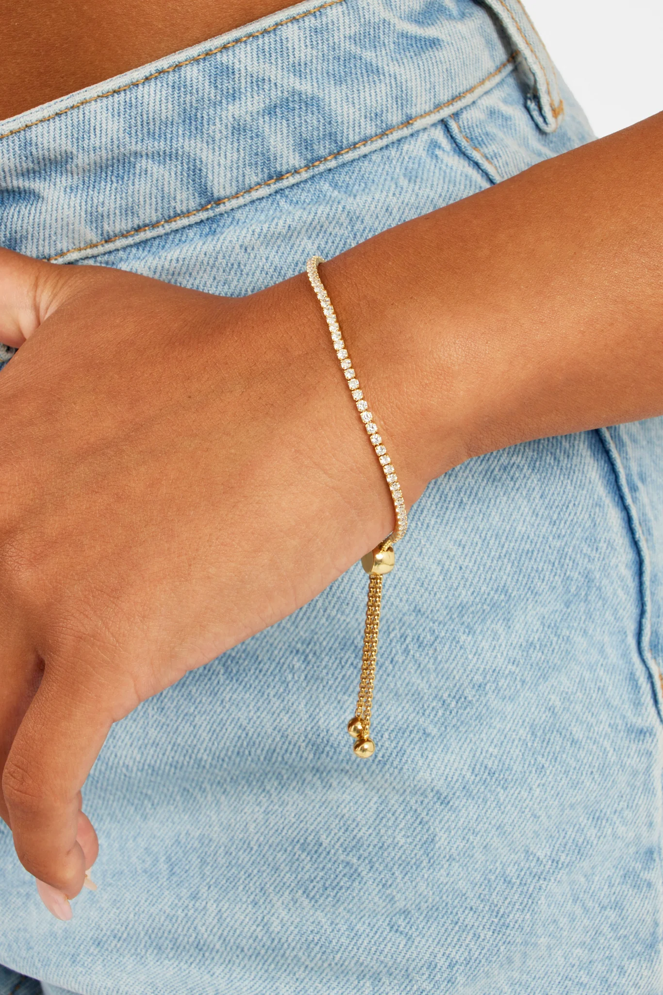 2mm Tennis Toggle Bracelet - Gold - Image 2