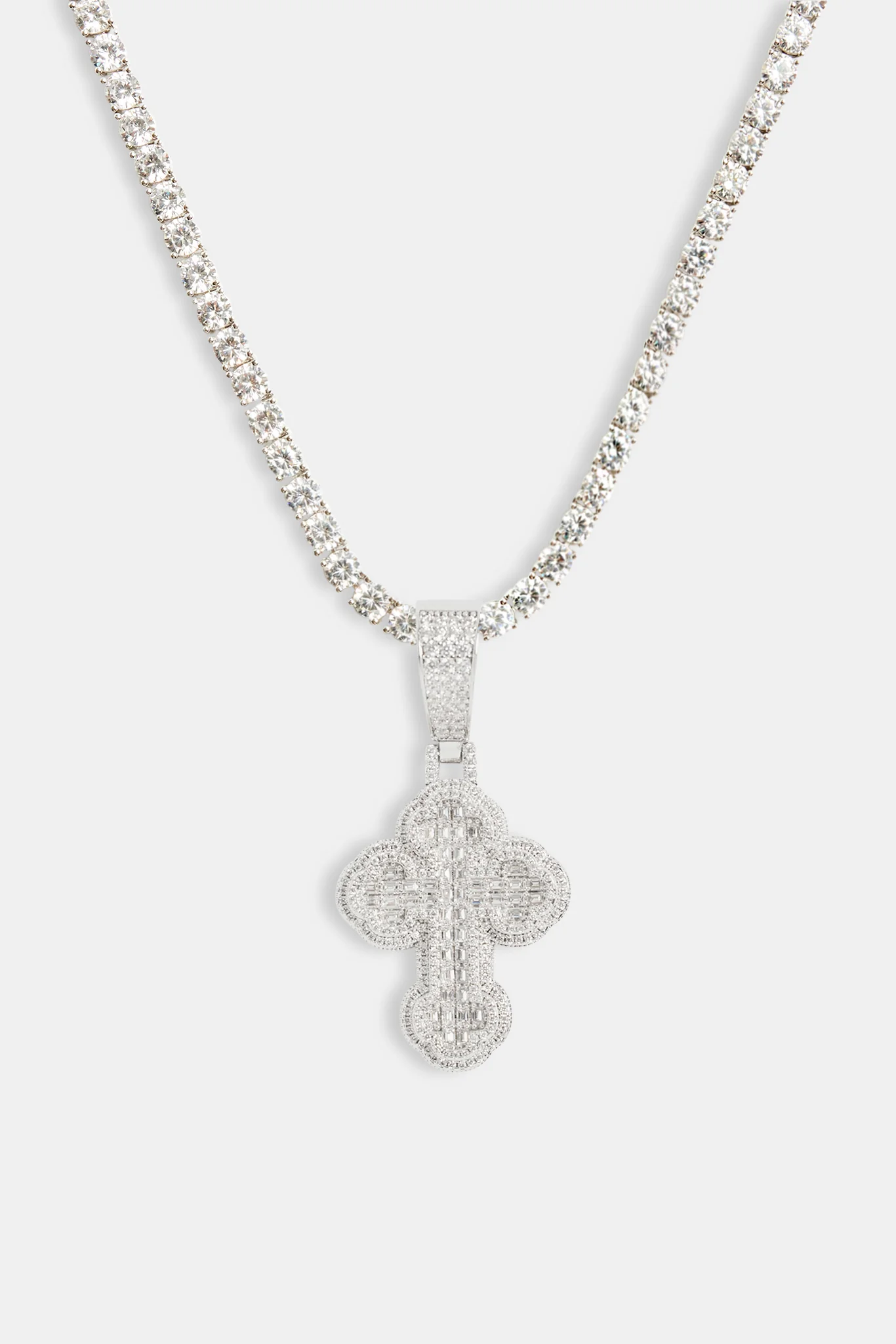 35mm Iced CZ Rounded Cross Pendant - Image 3