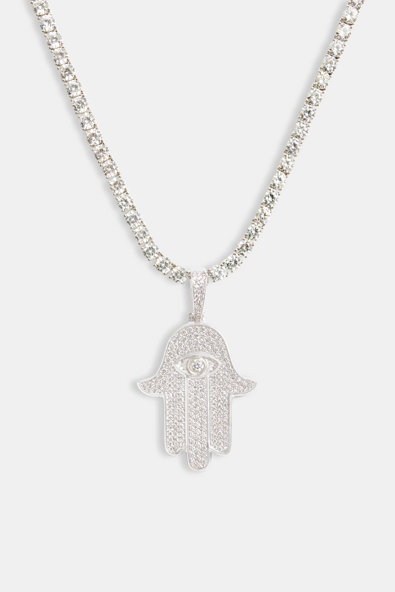 36mm Iced CZ Hamsa Hand Pendant - Image 2