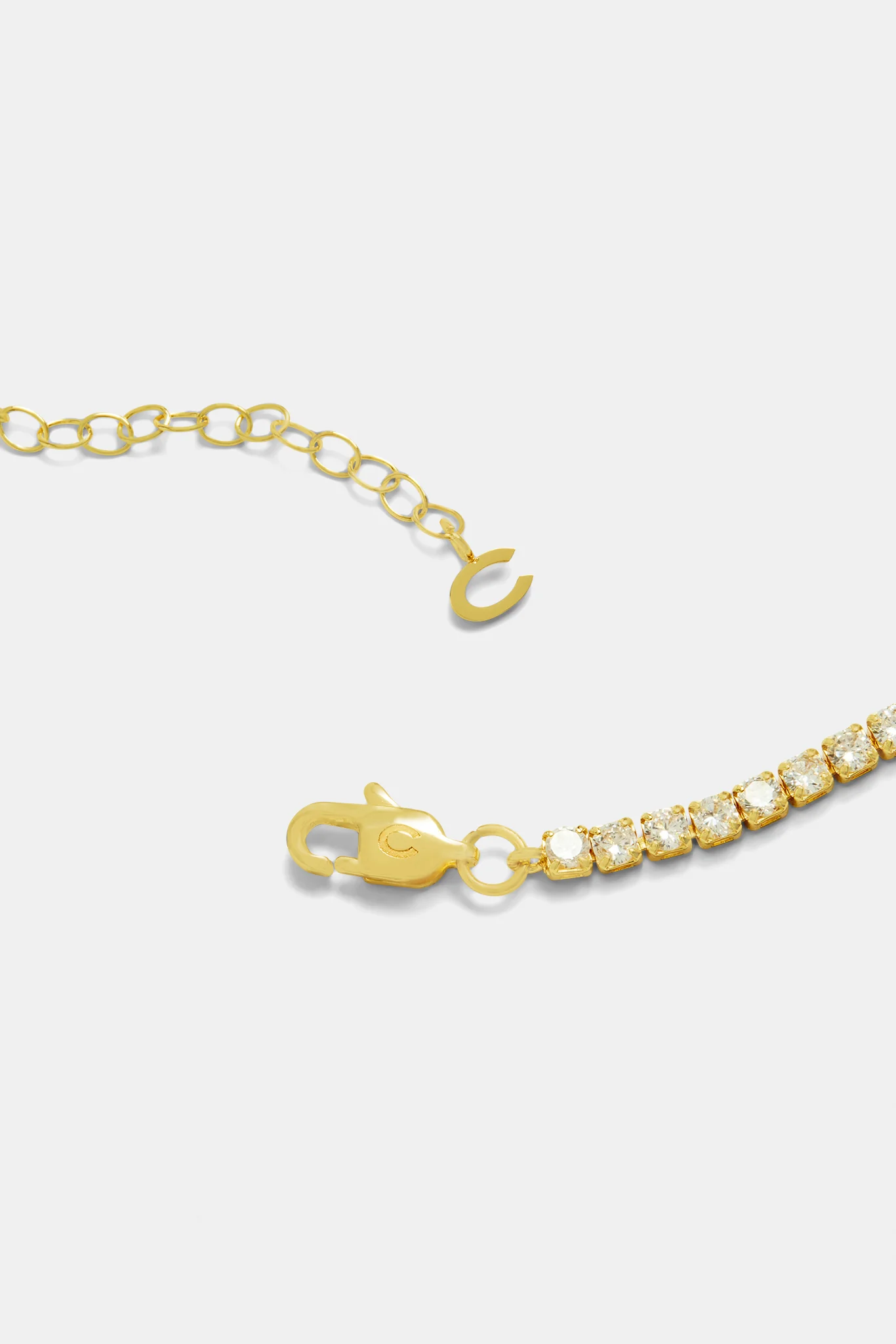 3mm Gold Plated Iced CZ Pastel Enamel Heart Tennis Chain - Image 3