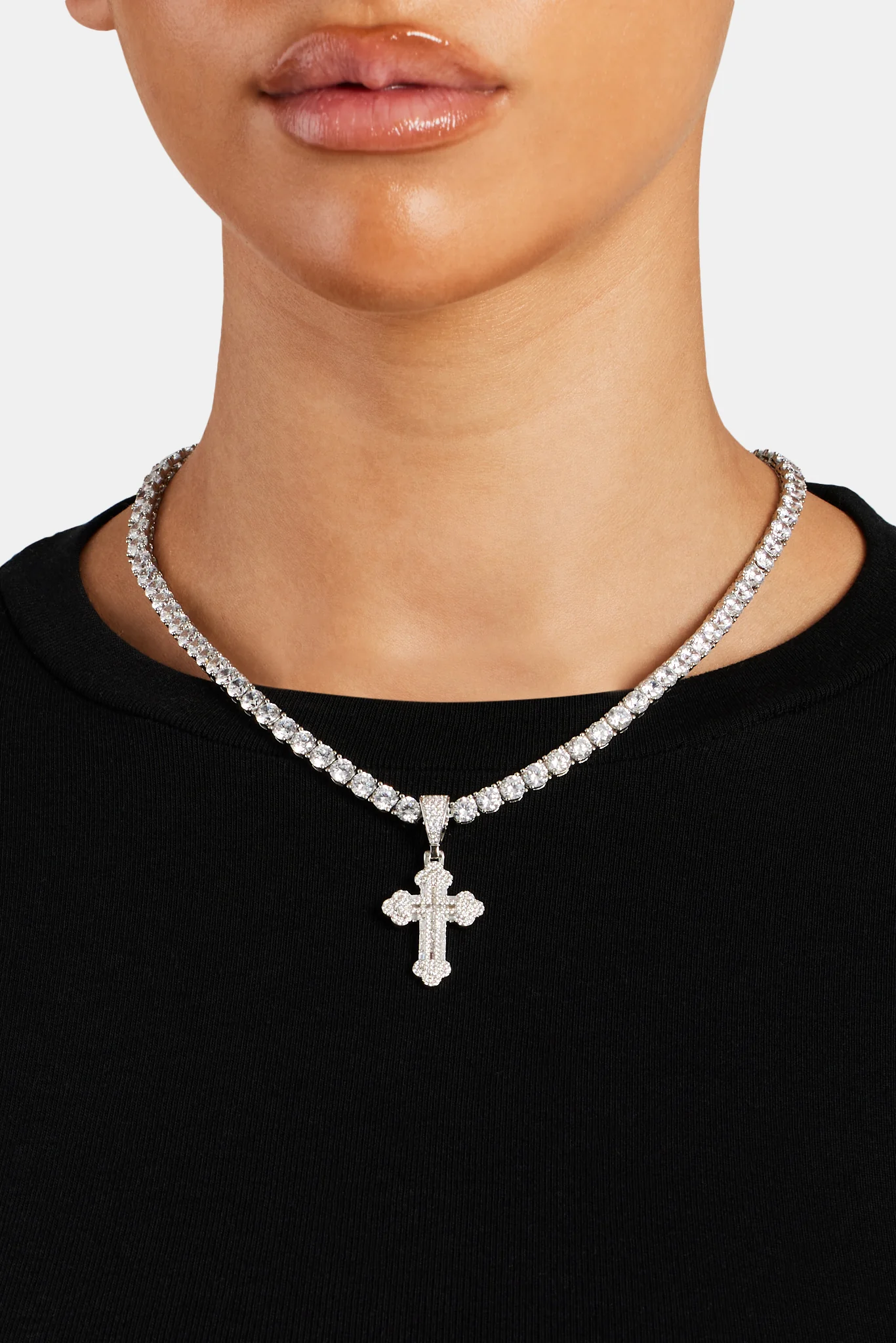 40mm Iced CZ Pave Cross Pendant - Image 4
