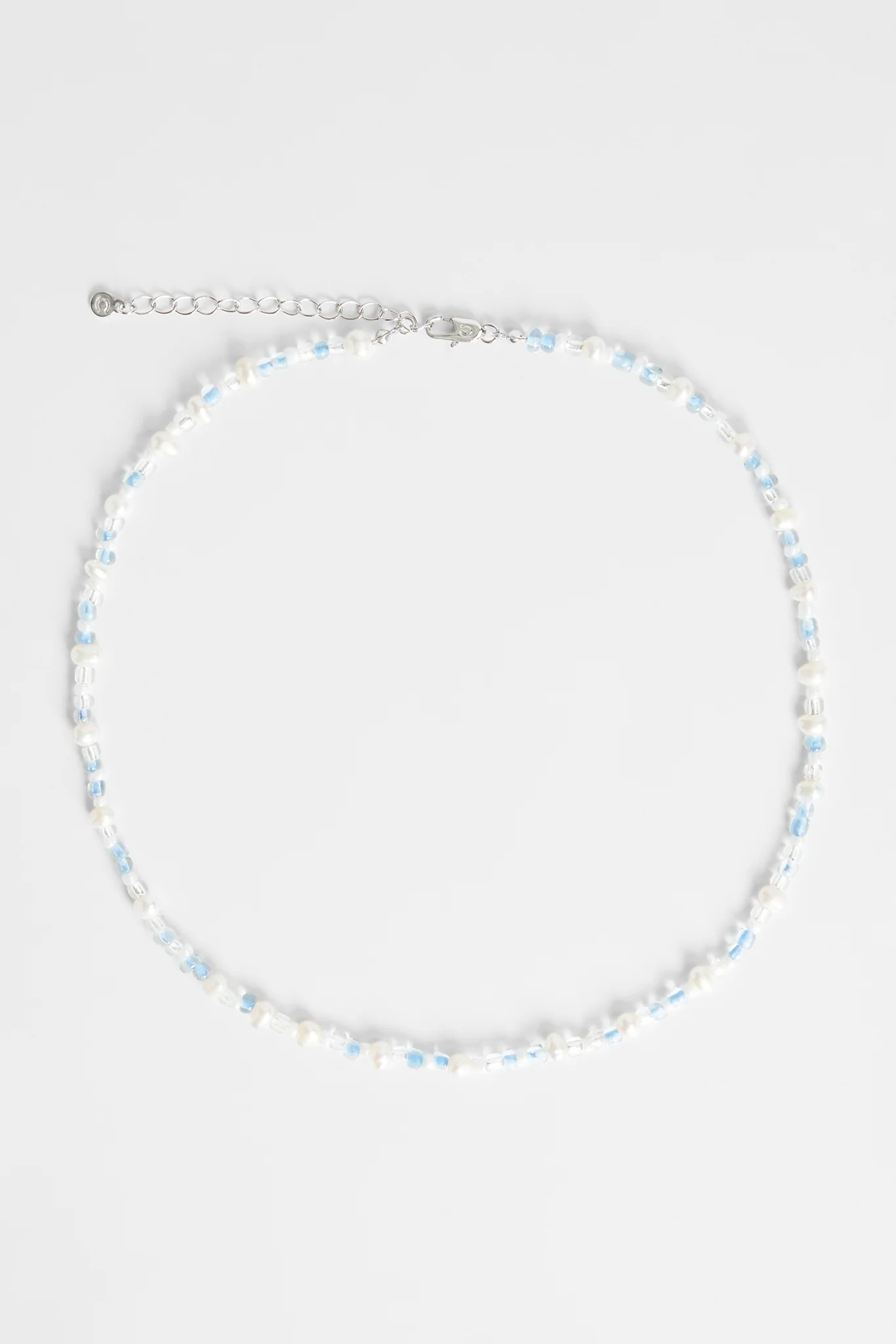 4mm Freshwater Pearl & Blue Toned Bead Necklace