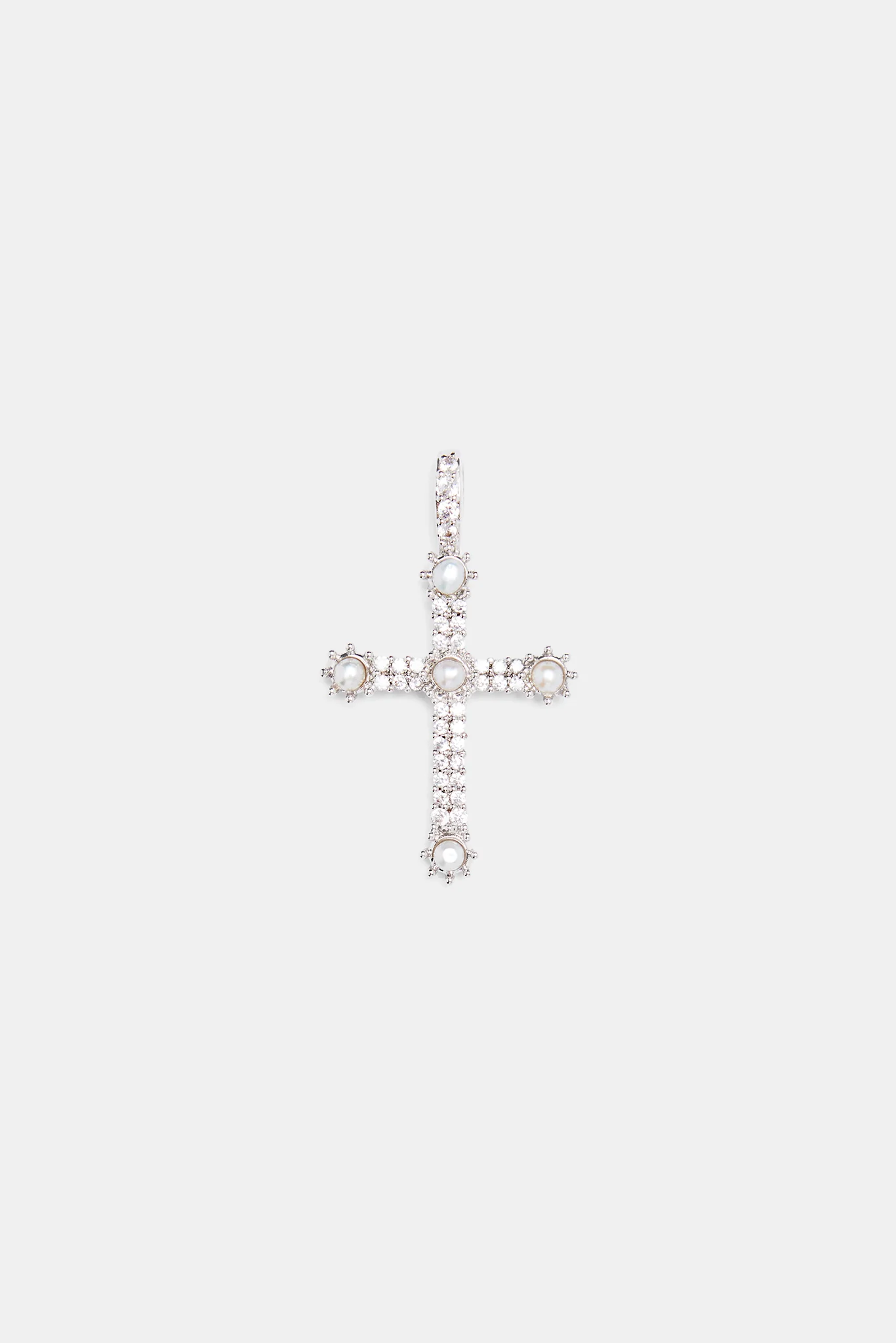 4mm Freshwater Pearl & CZ Mix Cross Pendant - Image 2