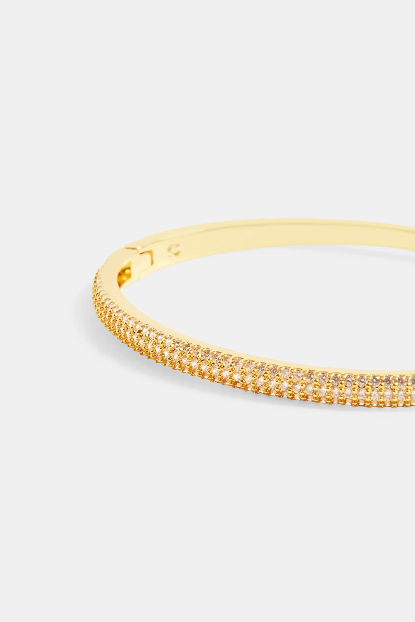 4mm Gold Plated Iced CZ Pave Band Bangle - Image 3