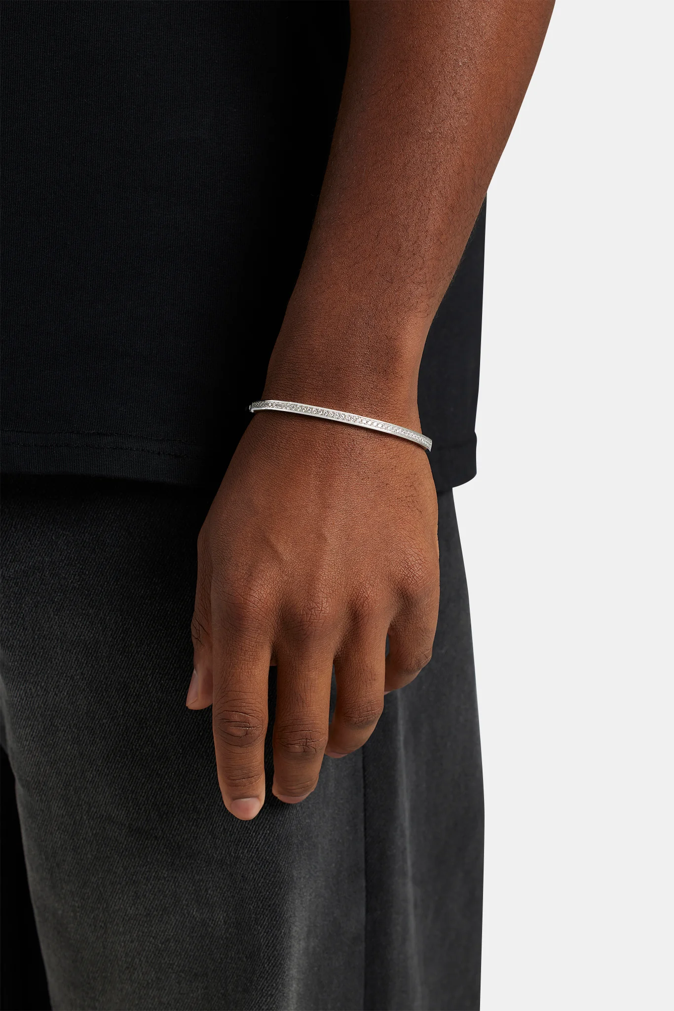 4mm Iced CZ Polished Bangle - Image 2
