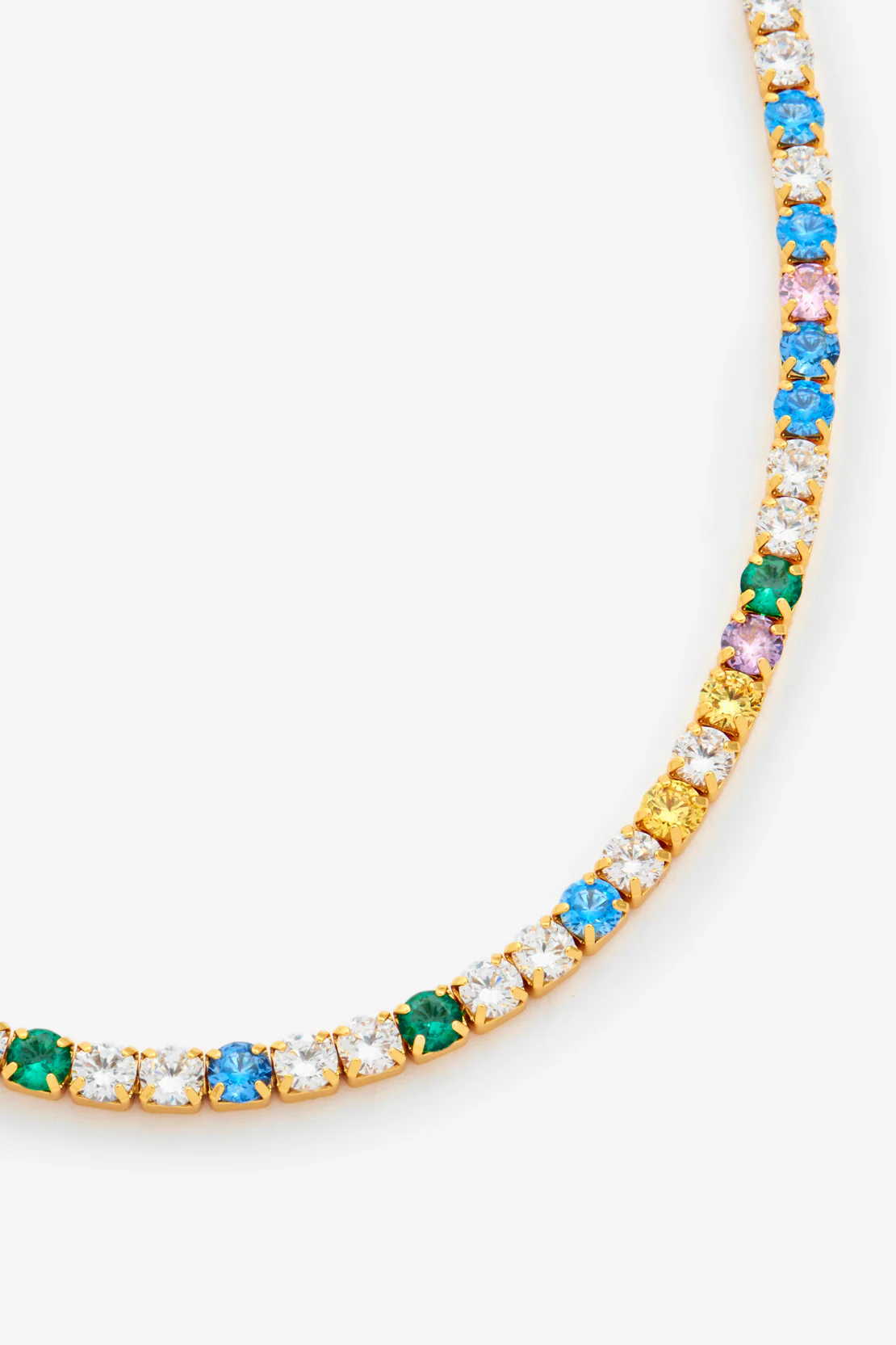 4mm Iced Multi Colour Tennis Chain - Gold - Image 3