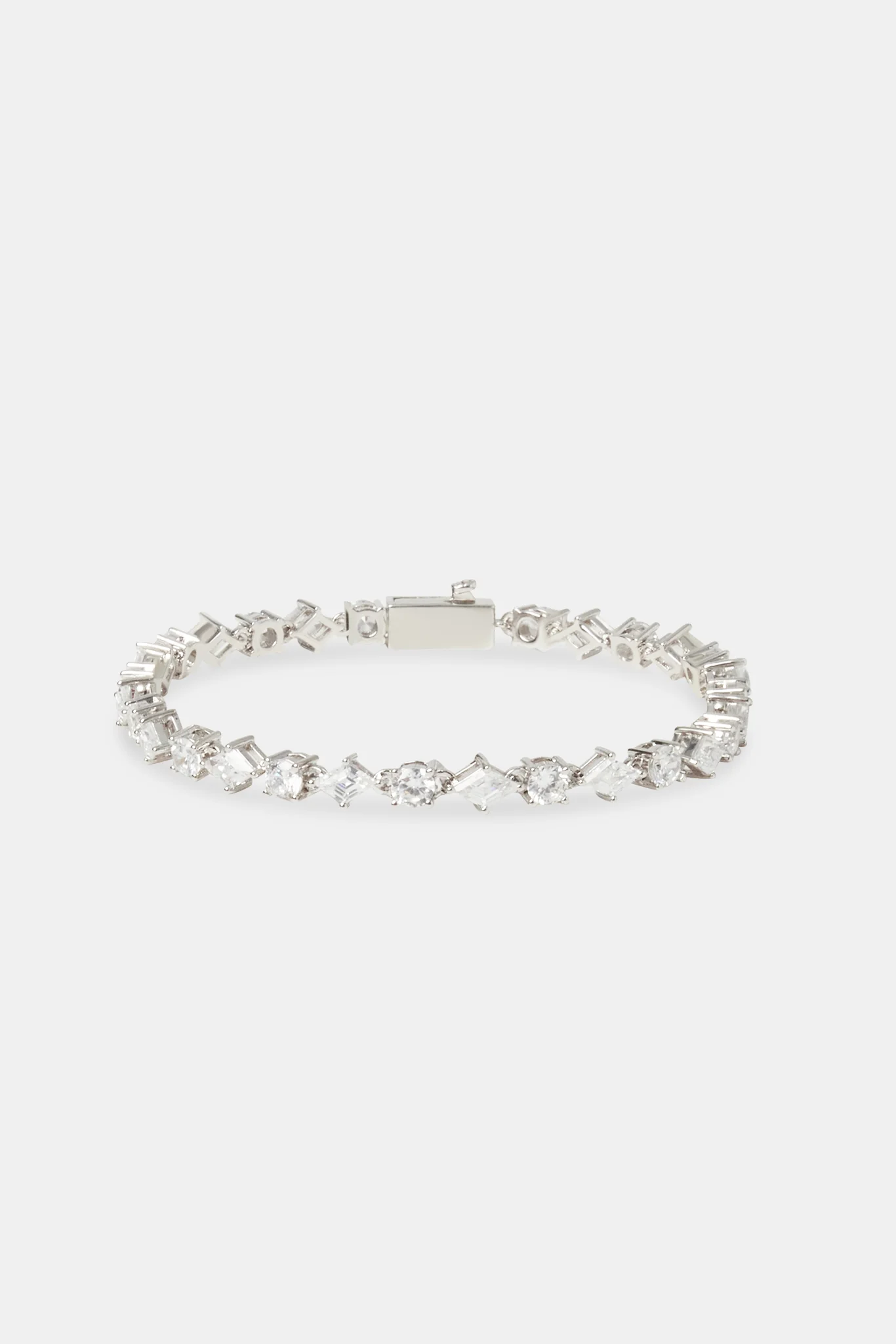 4mm Round & Diamond Cluster Tennis Bracelet - Image 2