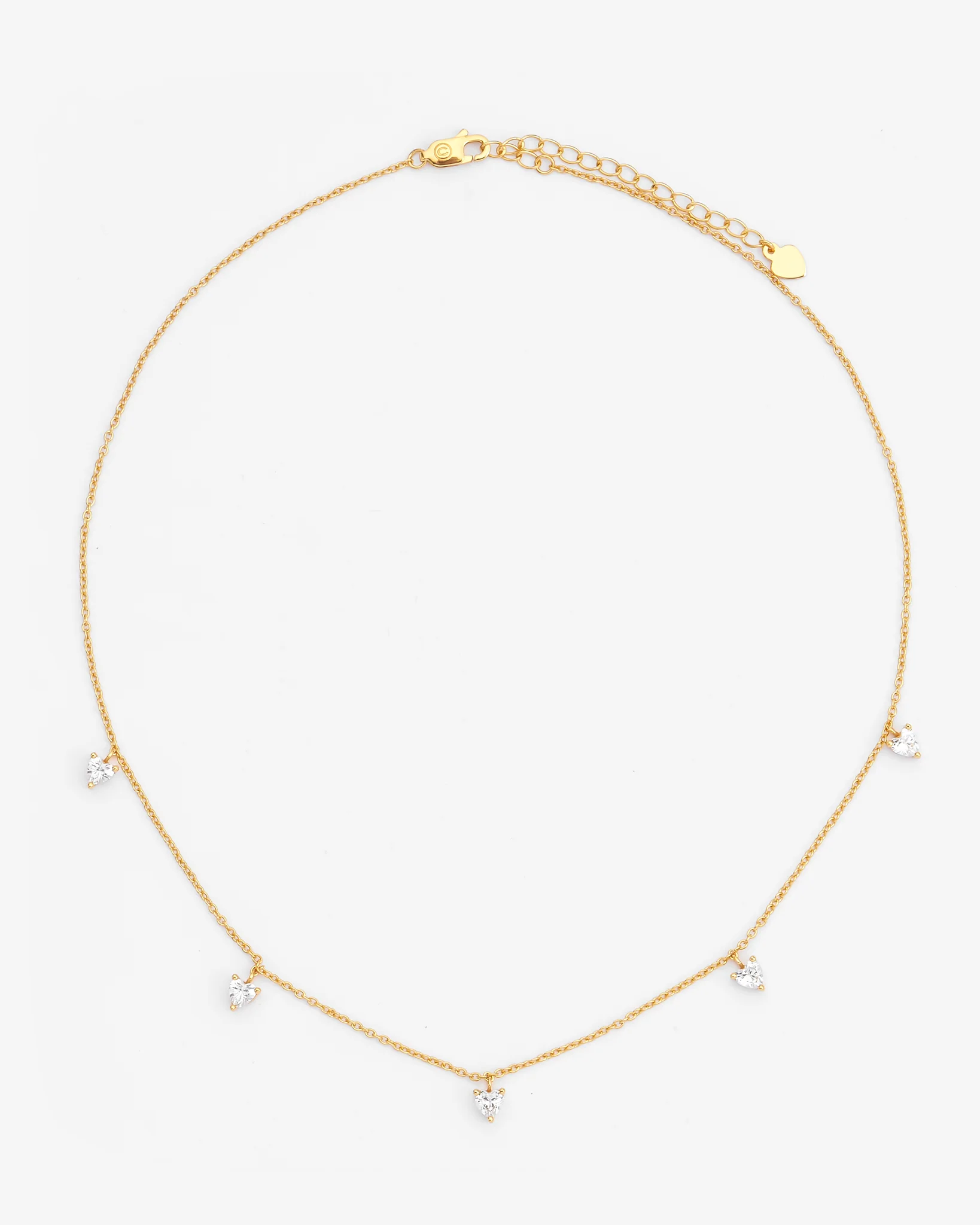 5 Heart Stones Necklace - Gold