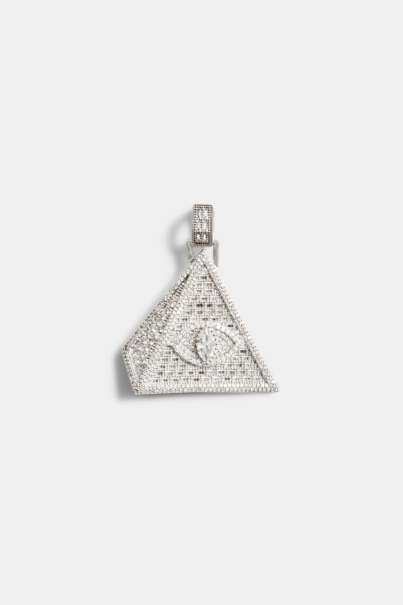 50mm Iced Baguette CZ Pyramid Pendant - Image 2