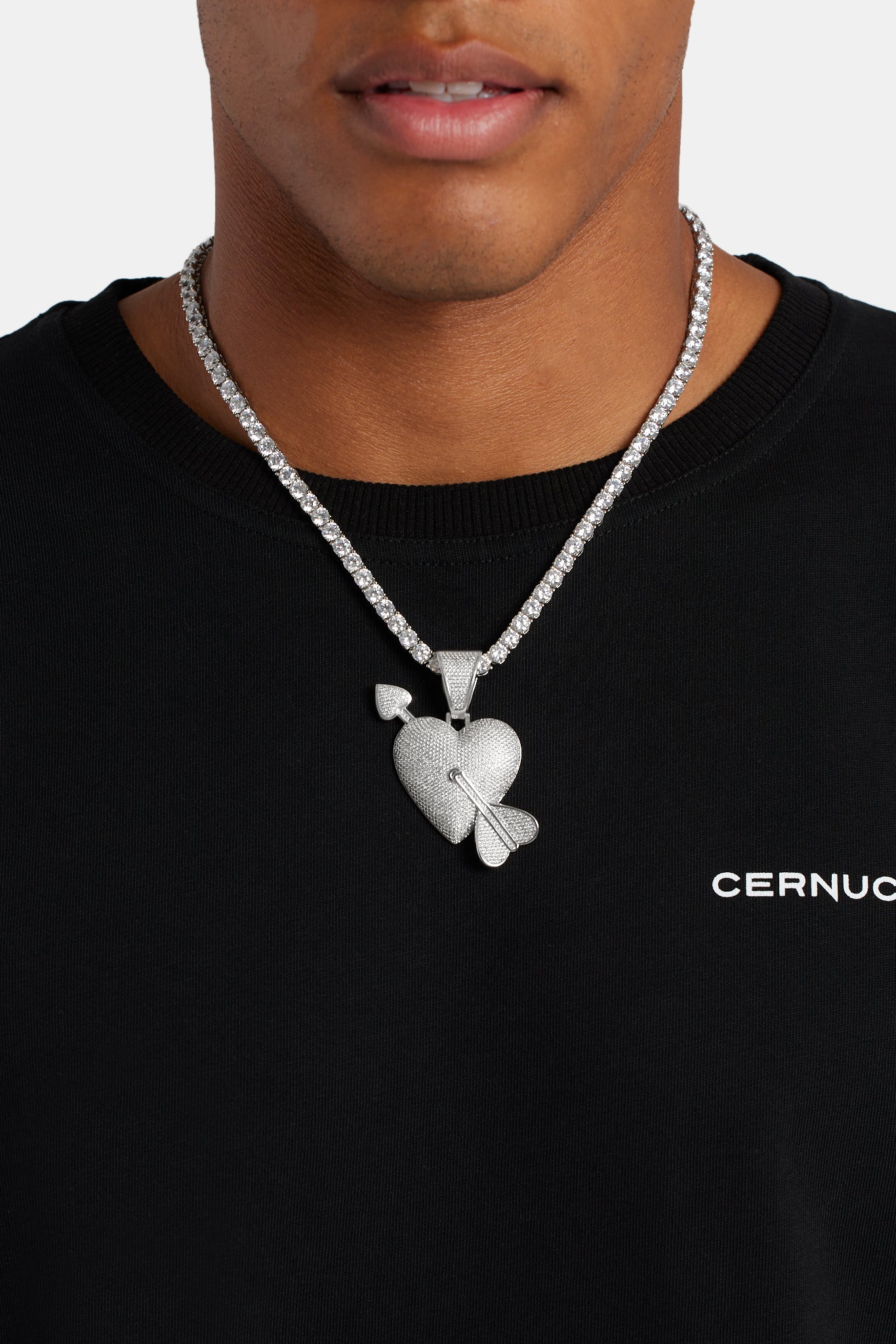 50mm Iced CZ Cupid Heart Pendant - Image 3
