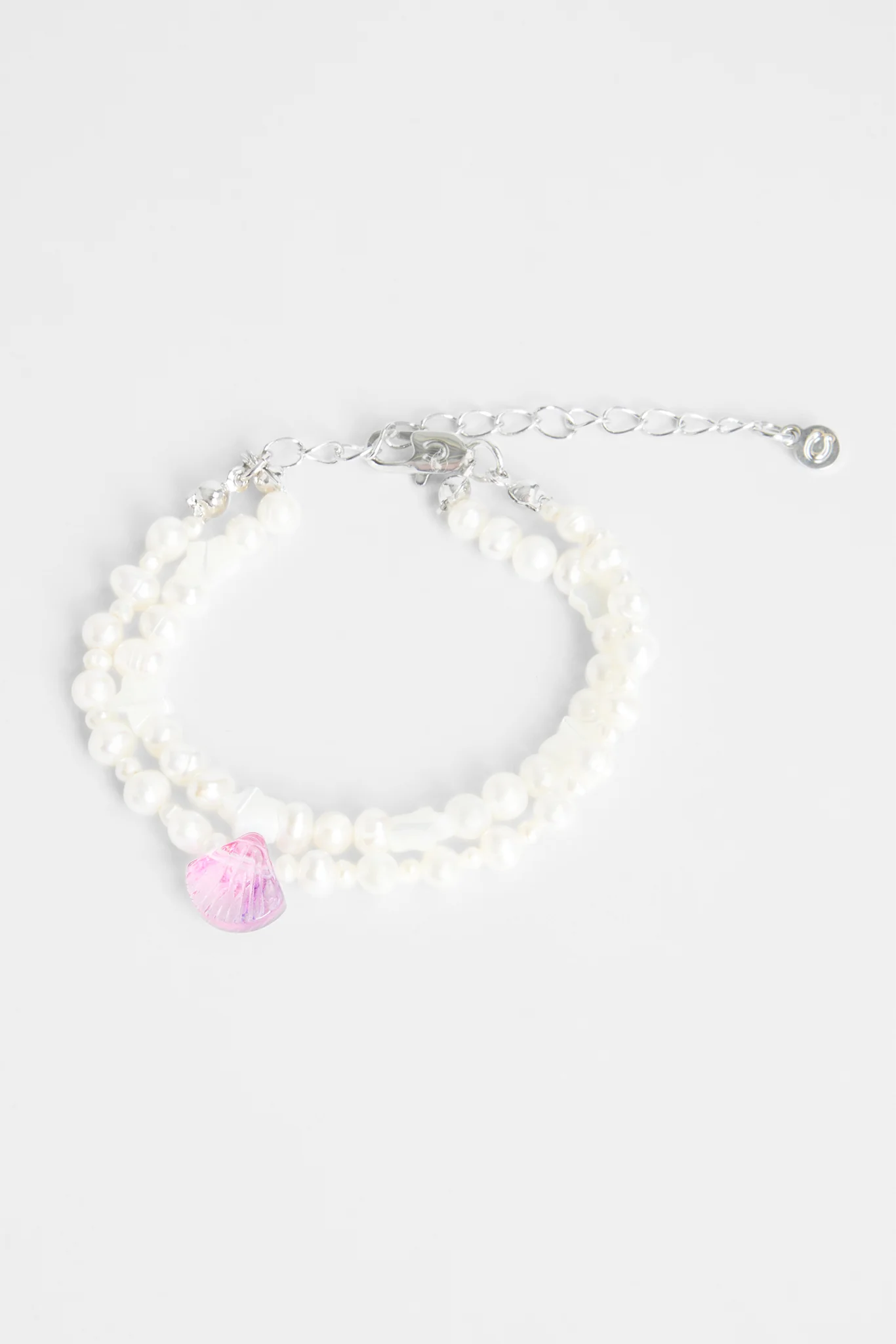 5mm Double Layer Star & Shell Charm Freshwater Pearl Bracelet - Image 2