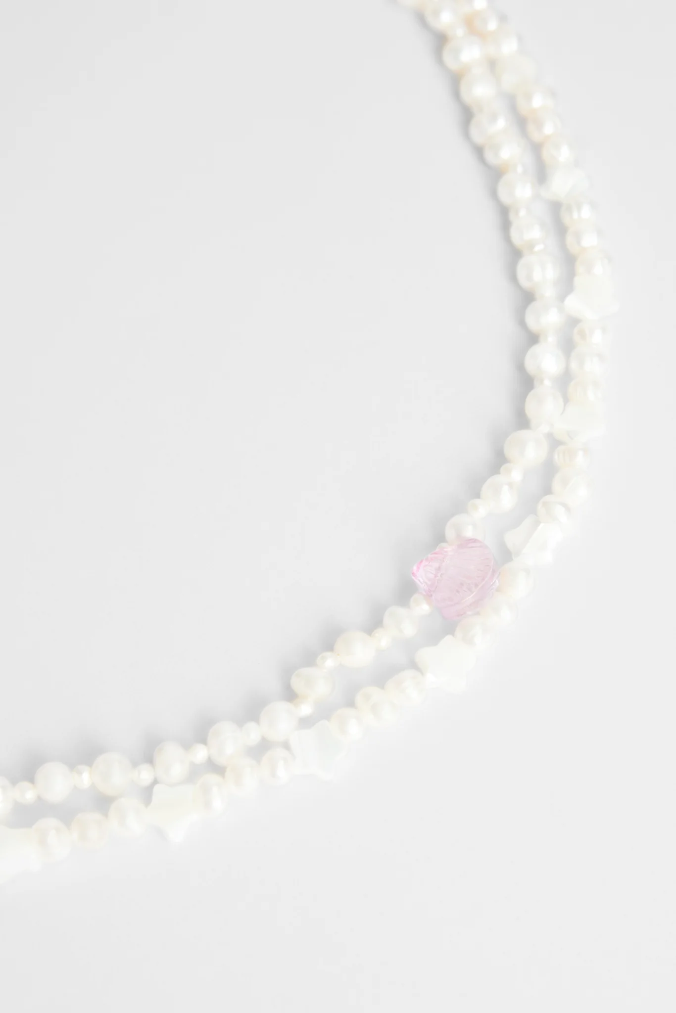 5mm Double Layer Star & Shell Charm Freshwater Pearl Necklace - Image 4