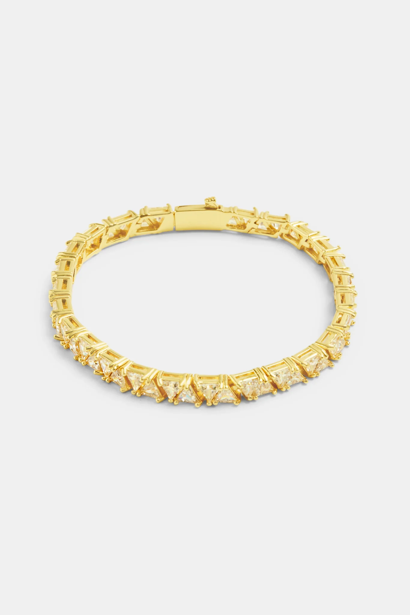 5mm Gold Plated Iced CZ Triangle Cut Tennis Bracelet - Image 2