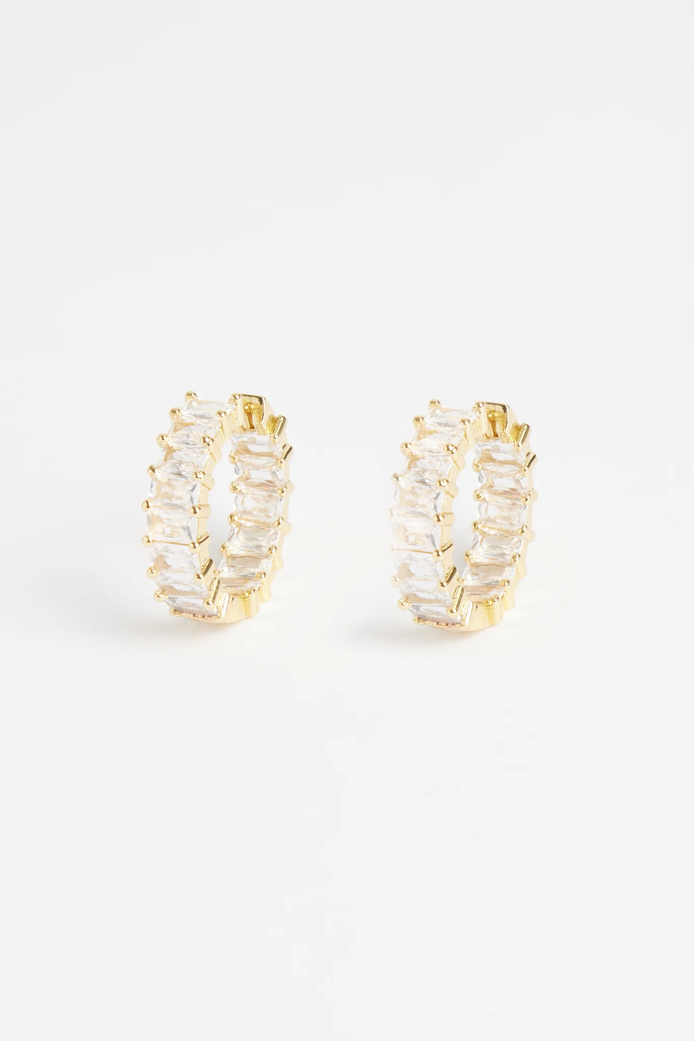 5mm Iced Clear Round Tennis Earrings - Gold