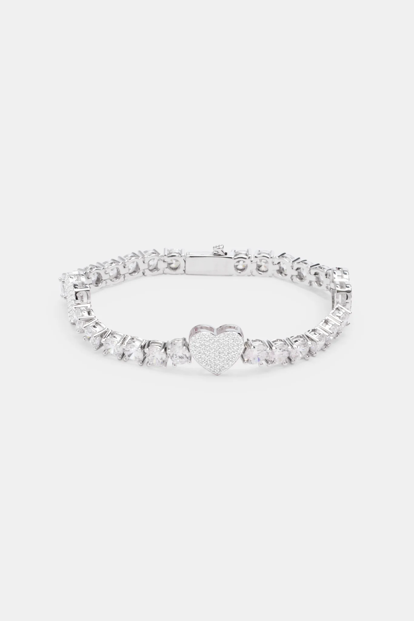 5mm Iced Cz Tennis Heart Bracelet - Image 2