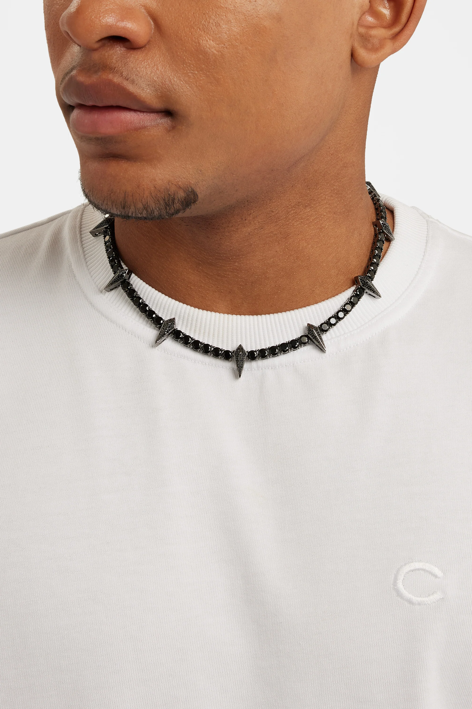 5mm Pave Spike Tennis Chain - Black - Image 2