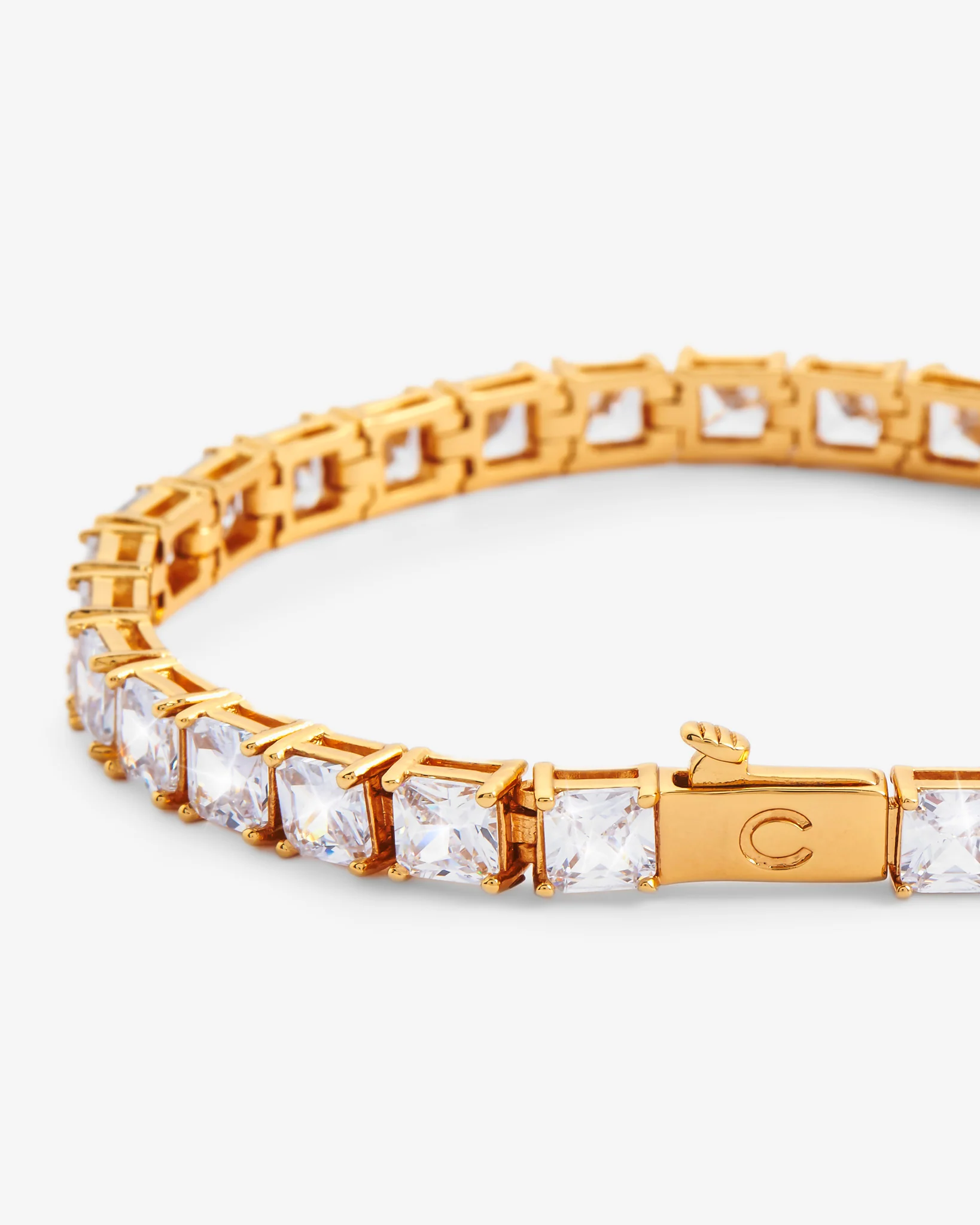 5mm Square Tennis Bracelet - Gold - Image 2