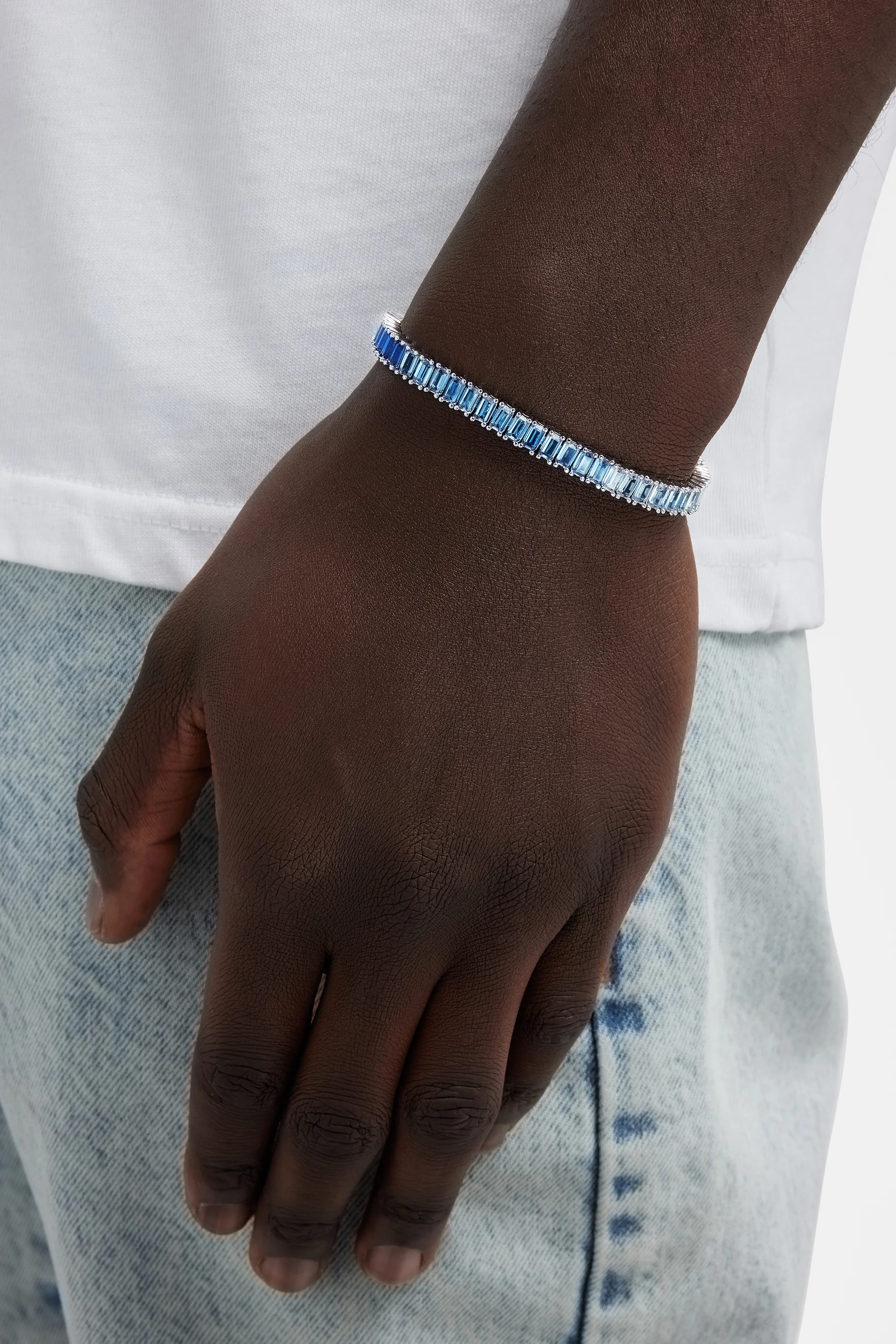 6mm Blue Ombre Tennis Baguette Bracelet - Image 2