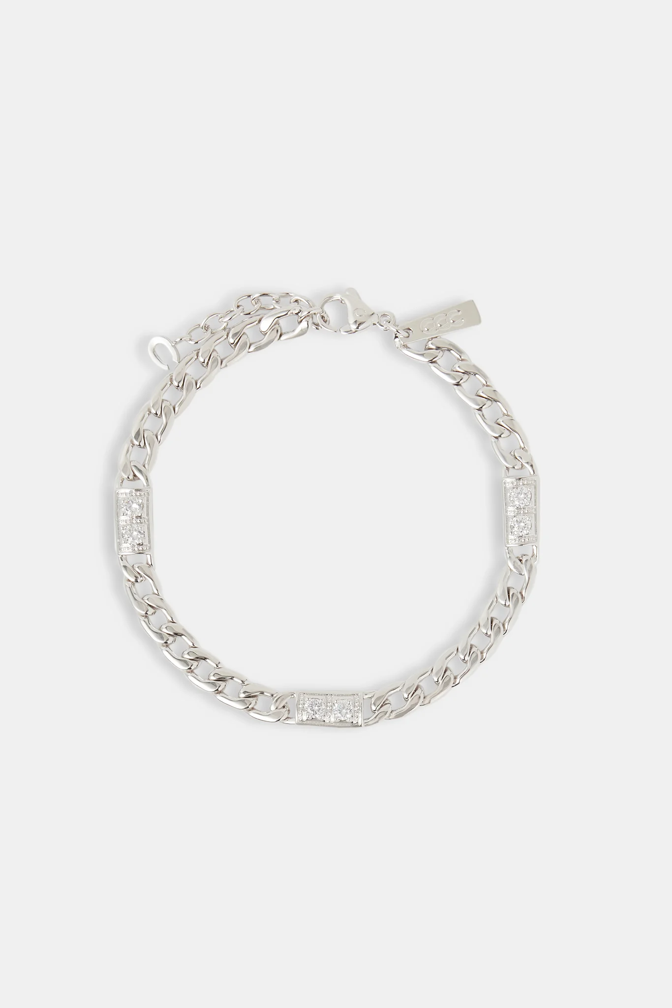 6mm Cuban CZ Panel Bracelet - White - Image 2