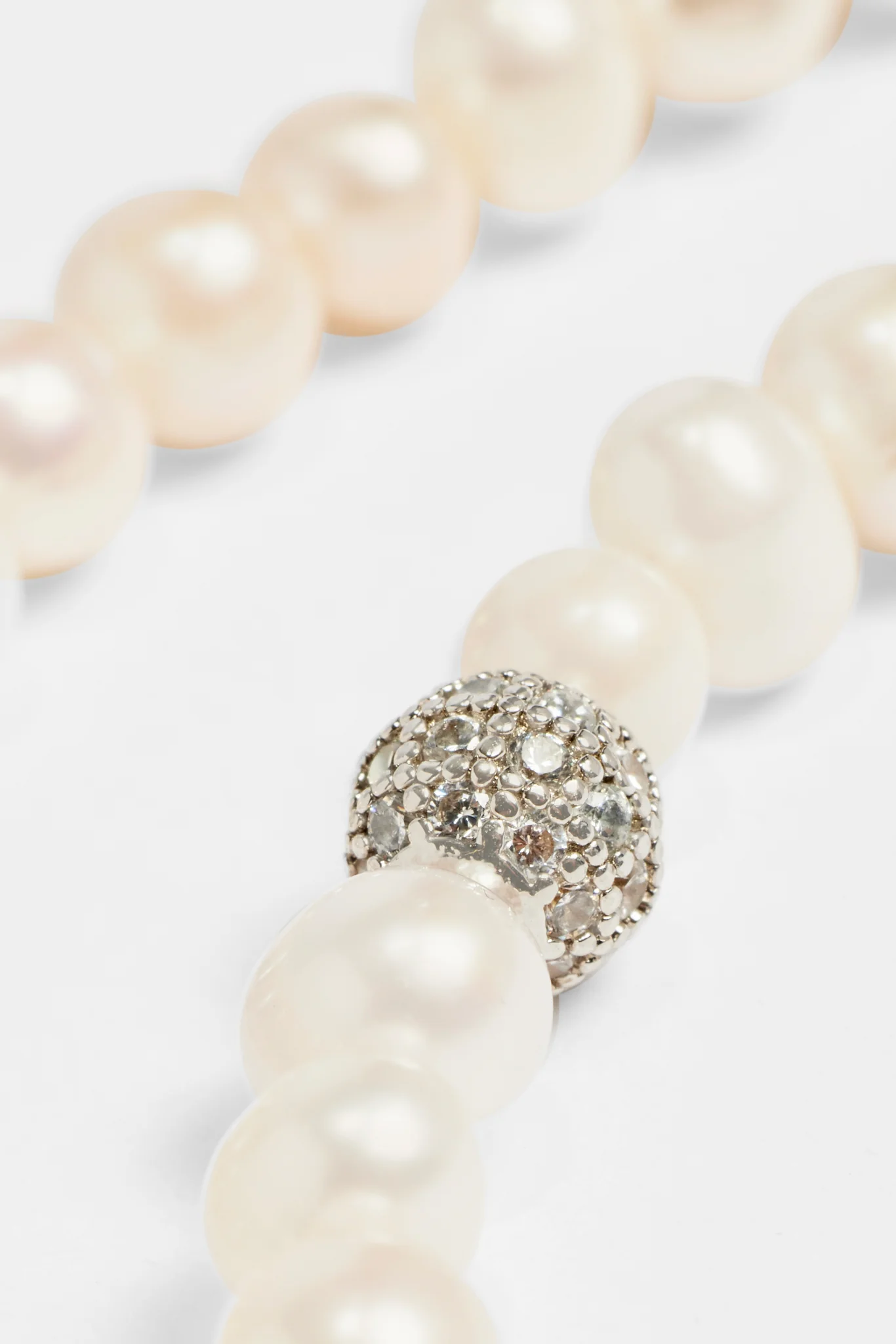 6mm Double Layer Freshwater Pearl & Iced Ball Necklace - Image 3