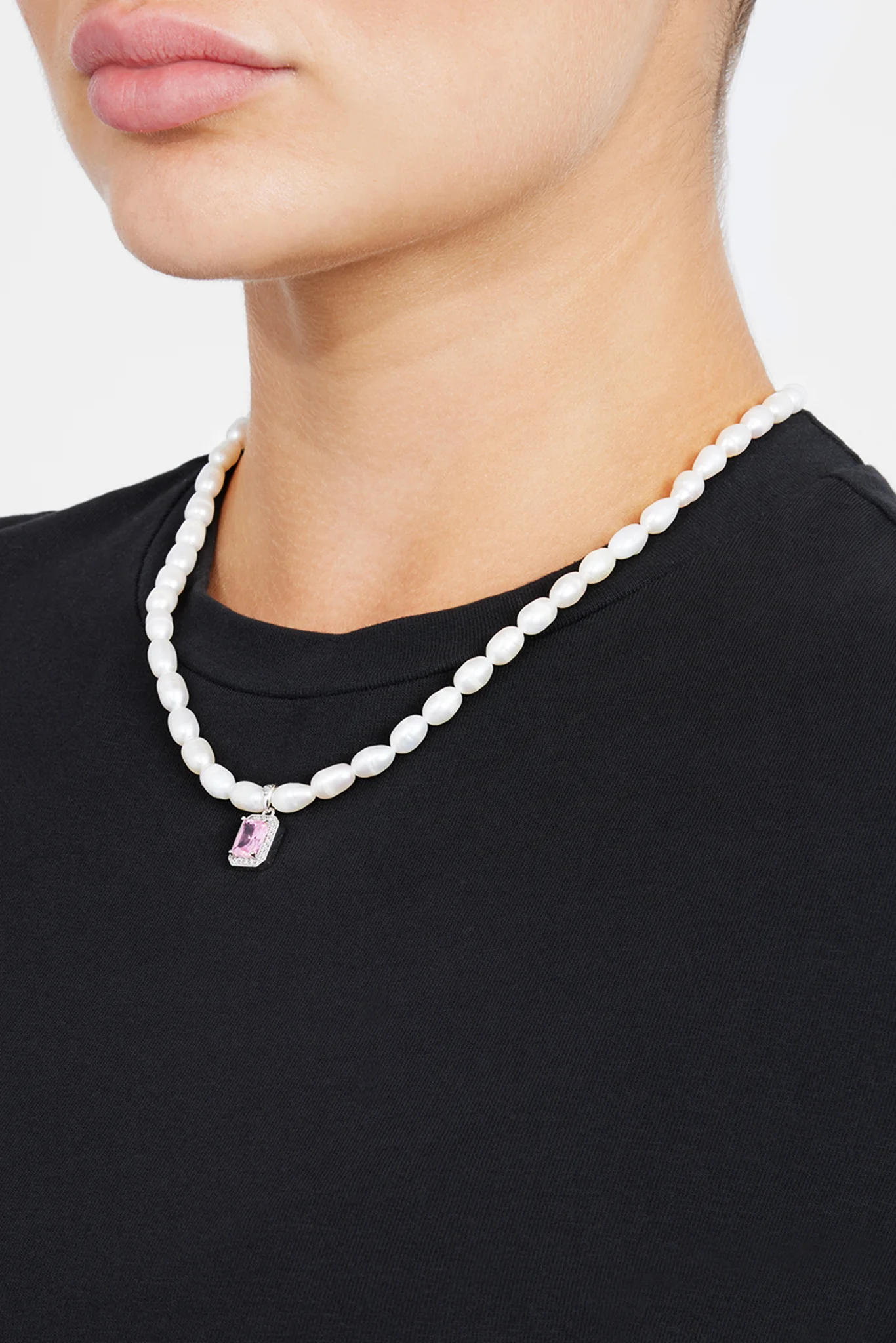 6mm Freshwater Pearl & Pink Gemstone Necklace - Image 3