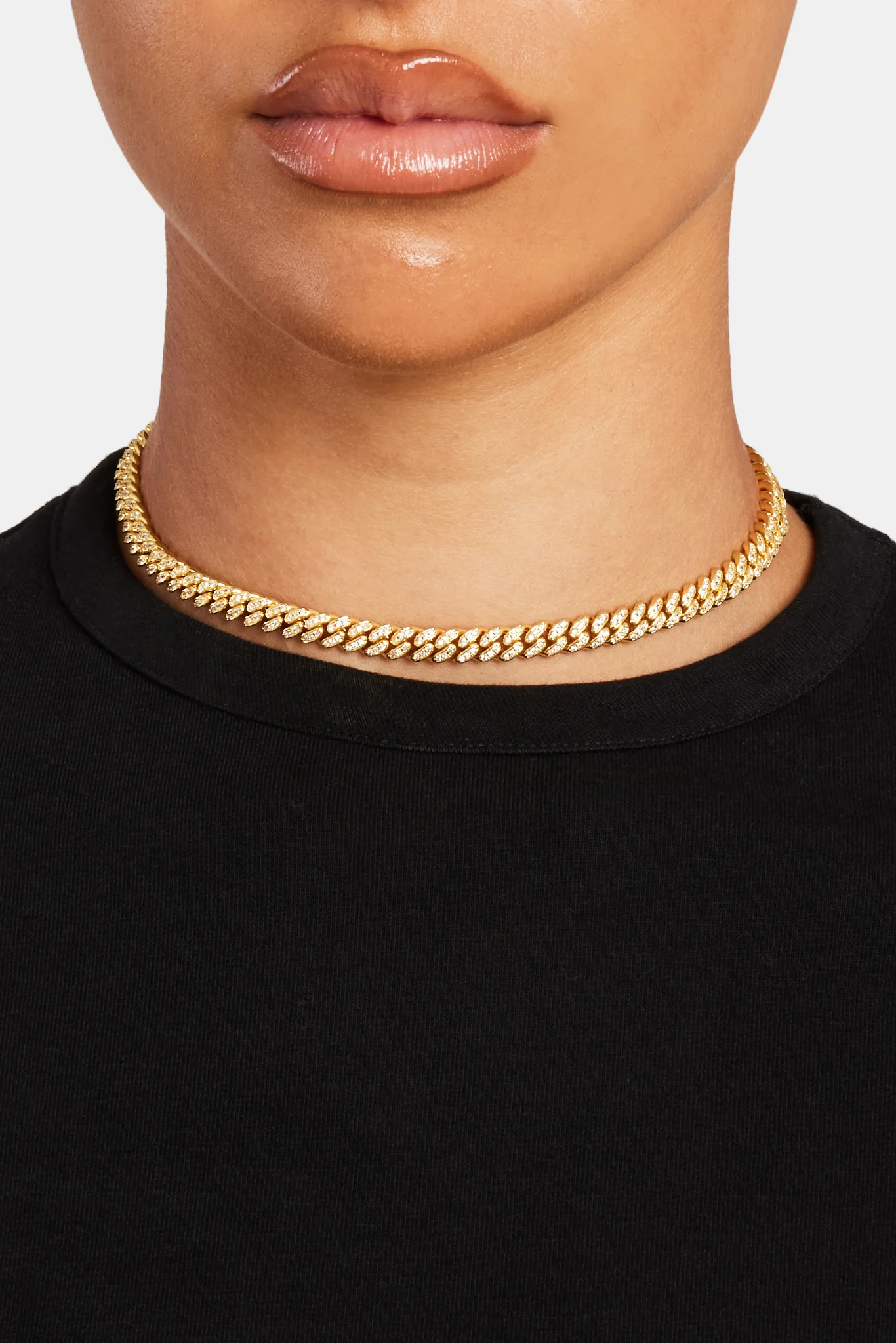 6mm Gold Plated Iced Cuban Chain Choker - Image 2