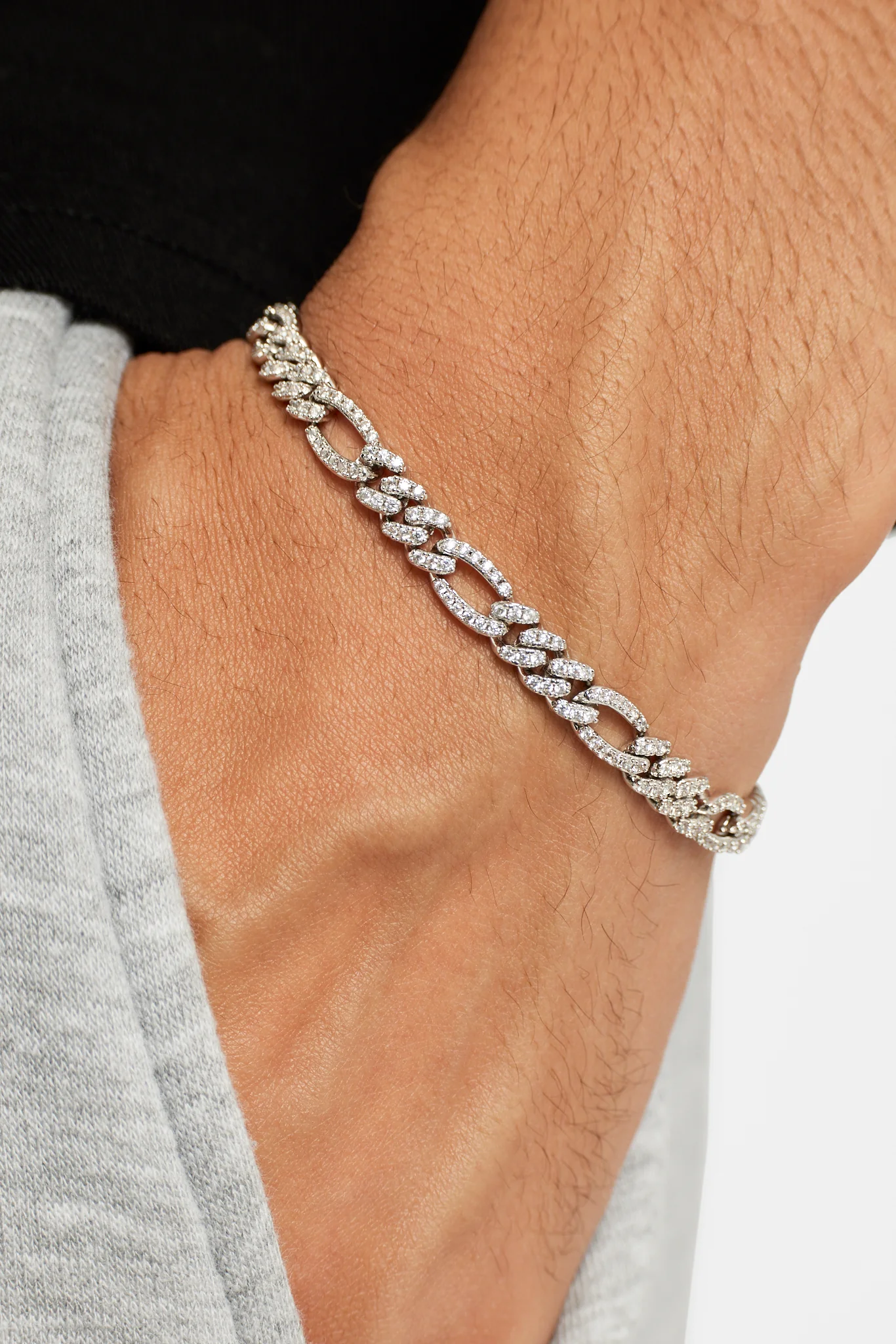 6mm Iced CZ Figaro Bracelet - Image 2