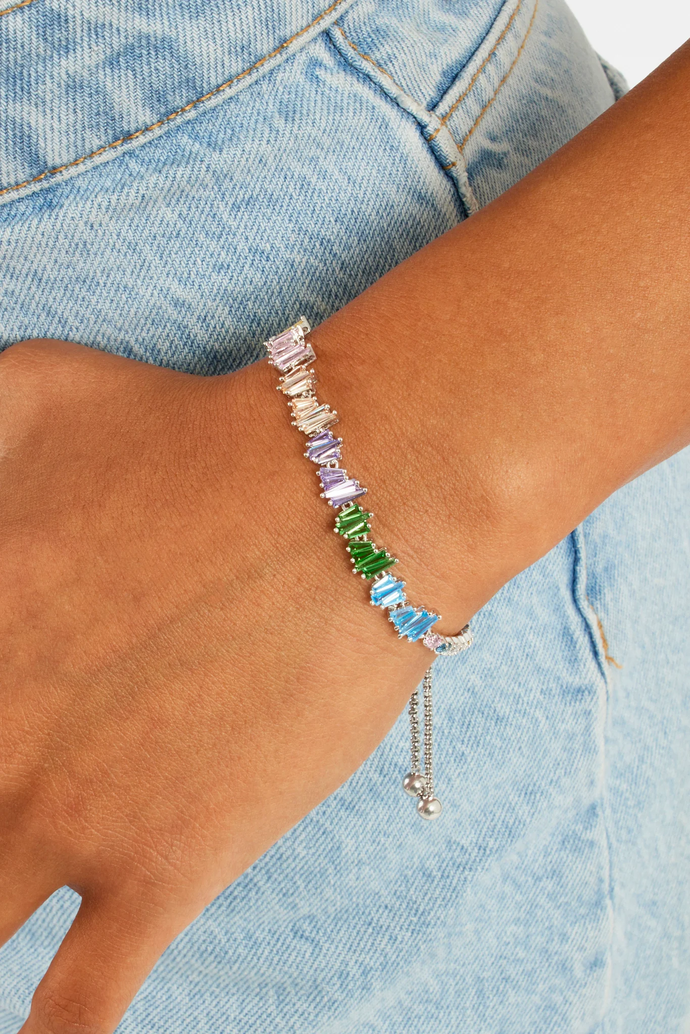 6mm Iced Multi Colour Tennis Toggle Bracelet - Image 2