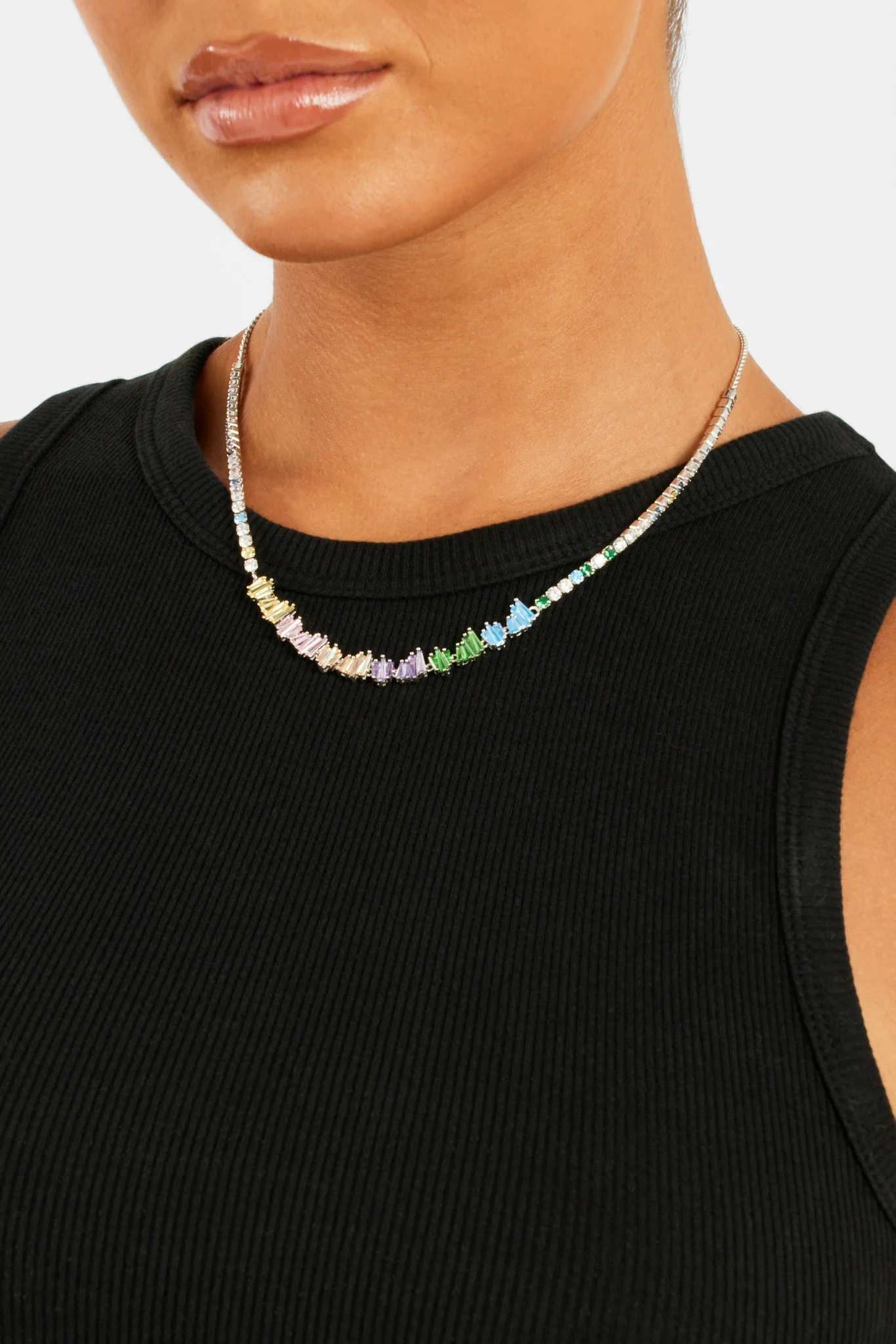6mm Iced Multi Colour Tennis Toggle Necklace - Image 2