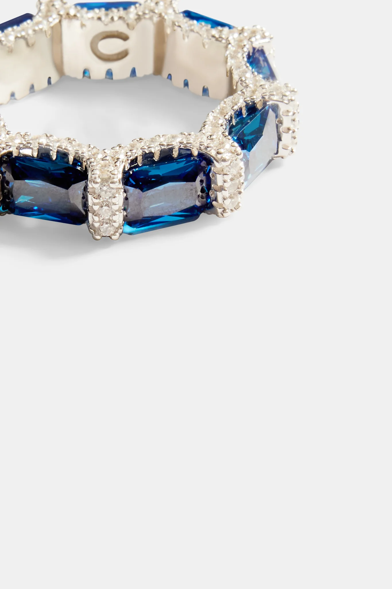 6mm Sterling Silver Blue CZ Baguette Tennis Ring - Image 3
