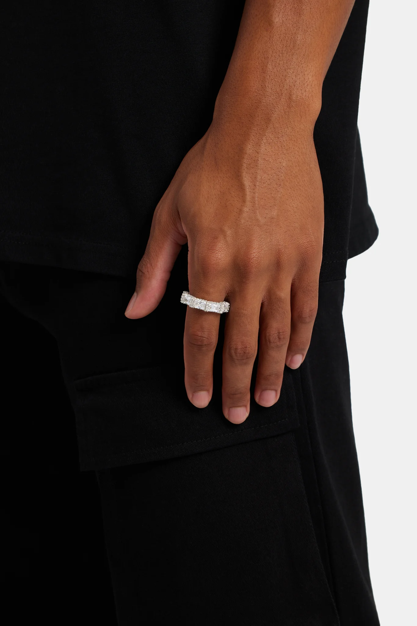 6mm Sterling Silver Iced CZ Baguette Tennis Ring - Image 2