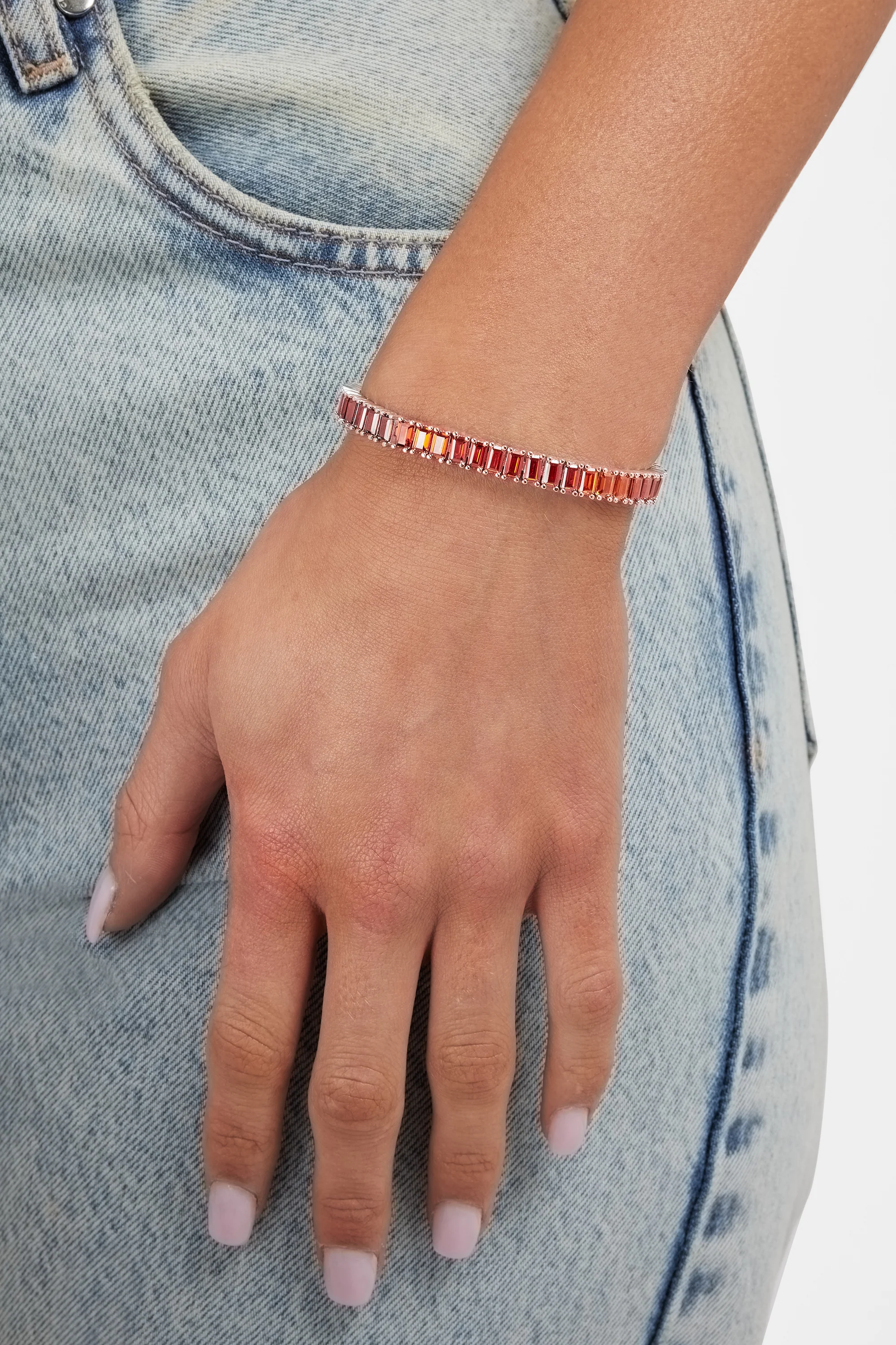 6mm Sunset Ombre Tennis Baguette Bracelet - Image 3