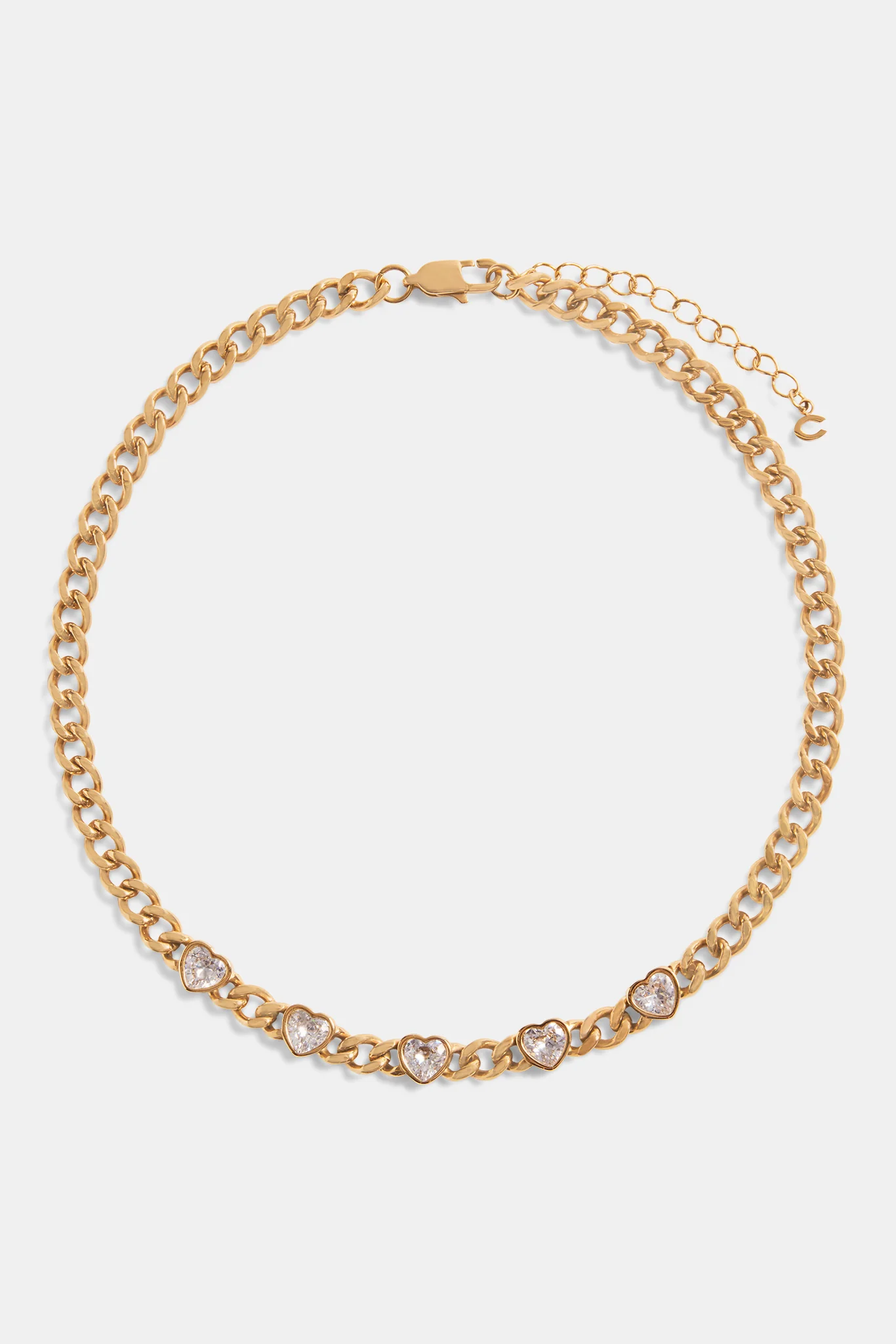 7mm Gold Plated CZ Heart Cuban Choker - Image 3
