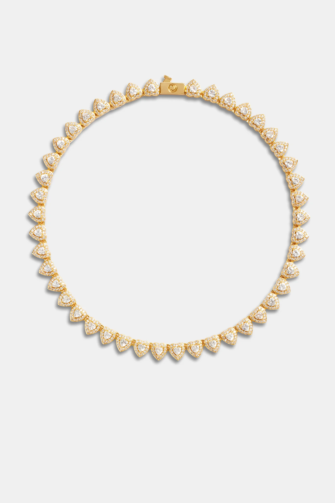 7mm Gold Plated Iced CZ Heart Tennis Necklace - Image 3