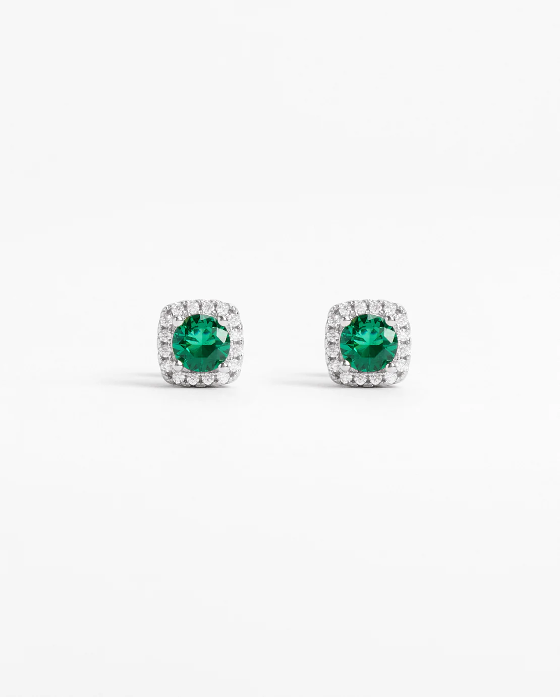 7mm Green Iced Cluster Stud Earrings - Image 3