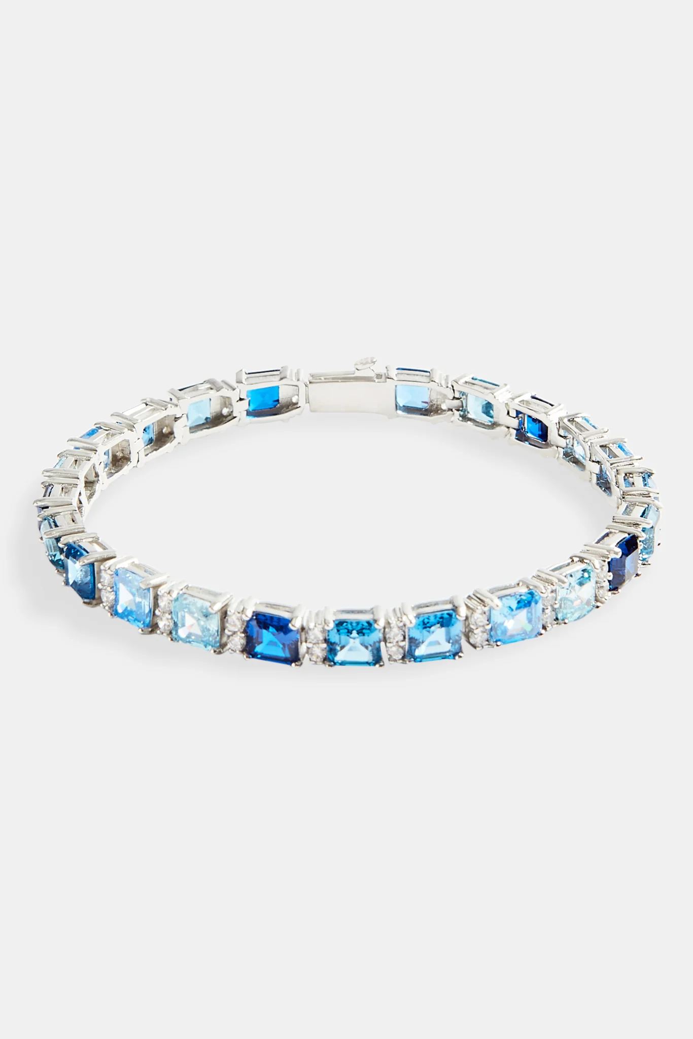 Iced Square Tennis Bracelet - Blue - Image 2