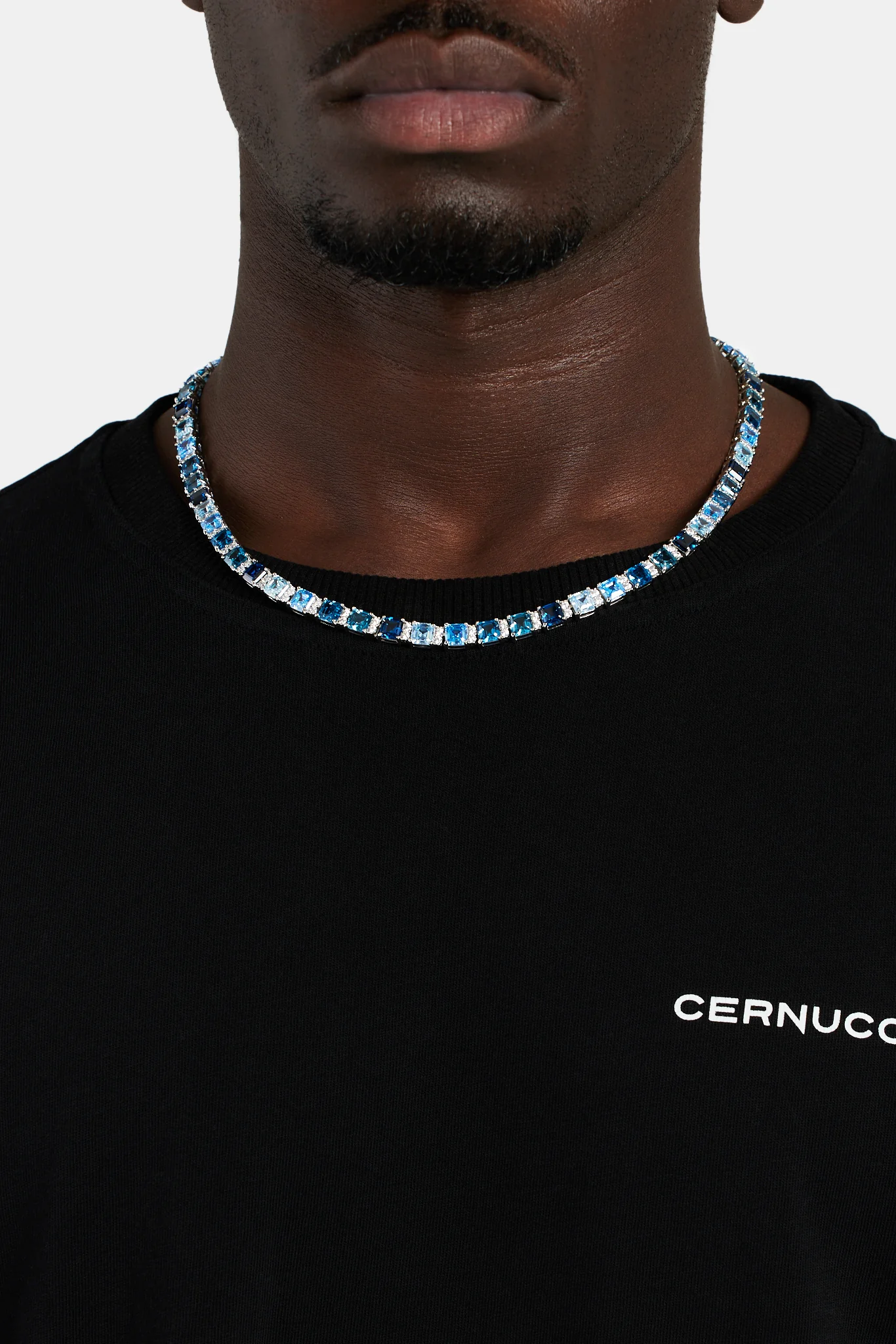 7mm Iced Blue CZ Square Tennis Chain - Image 2