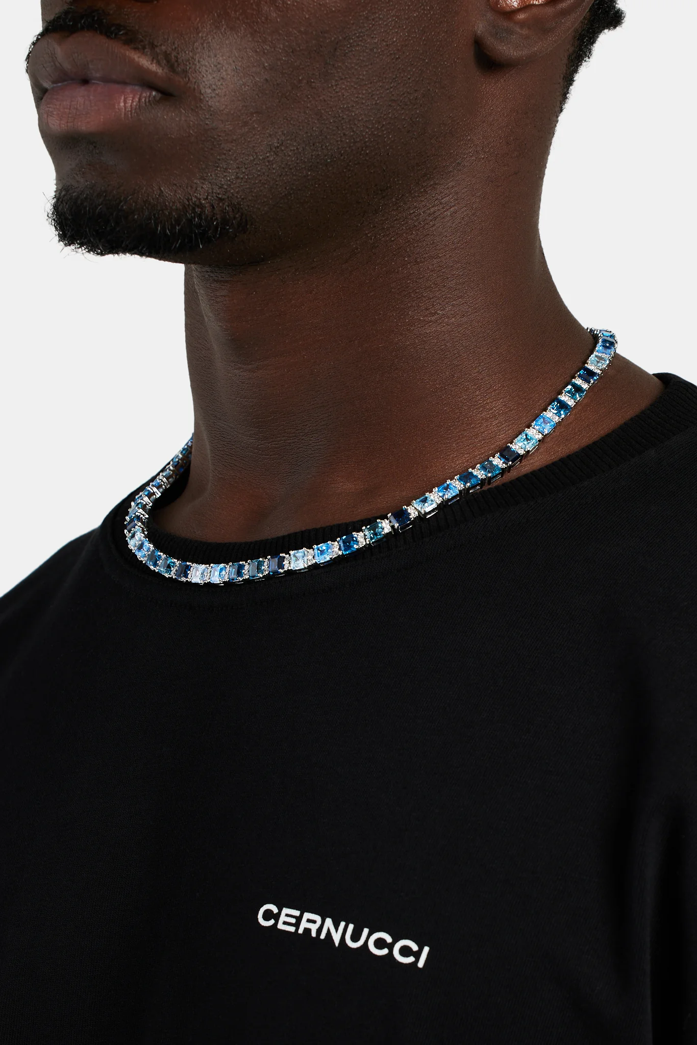 7mm Iced Blue CZ Square Tennis Chain - Image 3