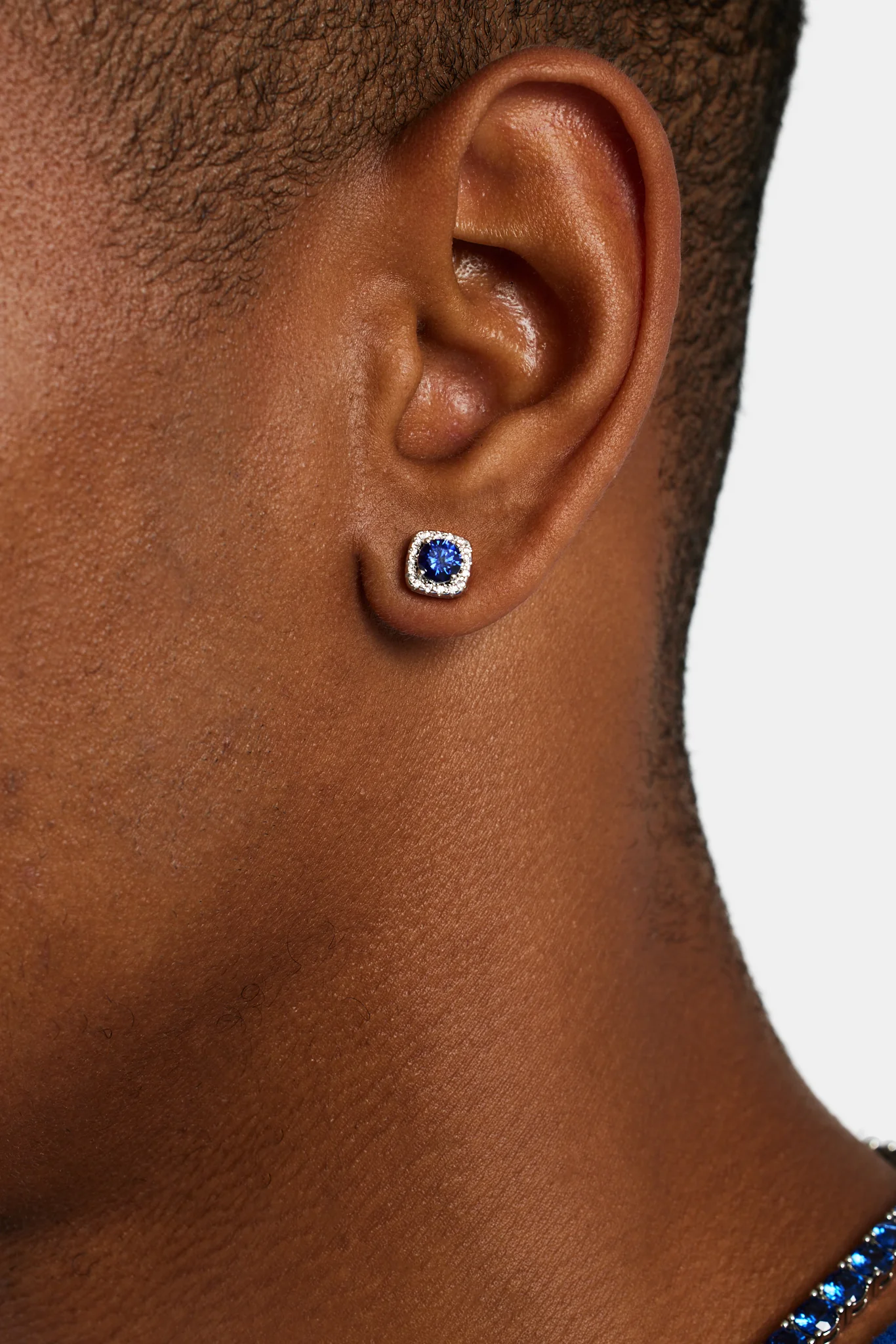 7mm Iced Cobalt Cluster Stud Earrings - Image 2