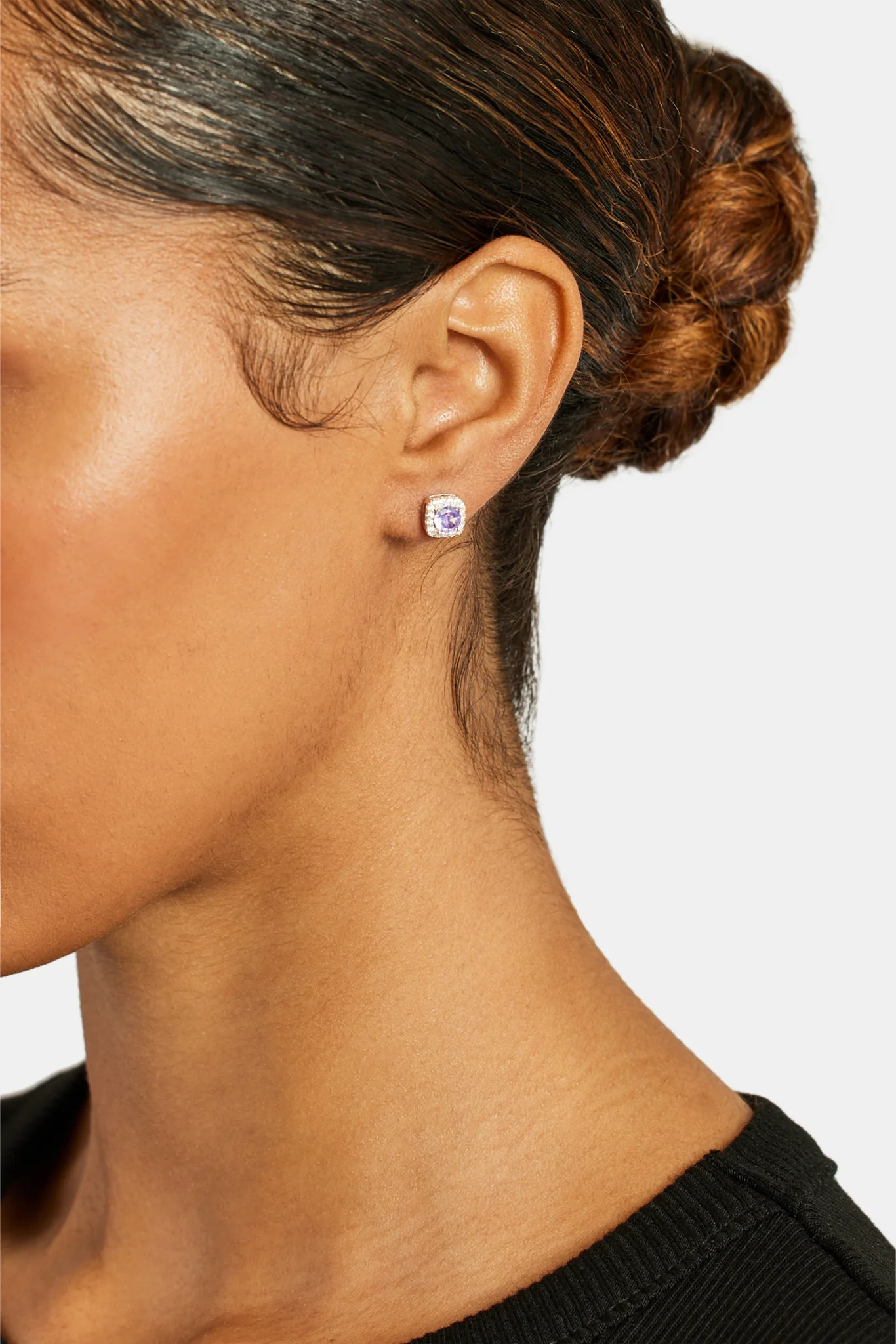 7mm Iced Lilac CZ Cluster Stud Earrings - Image 2