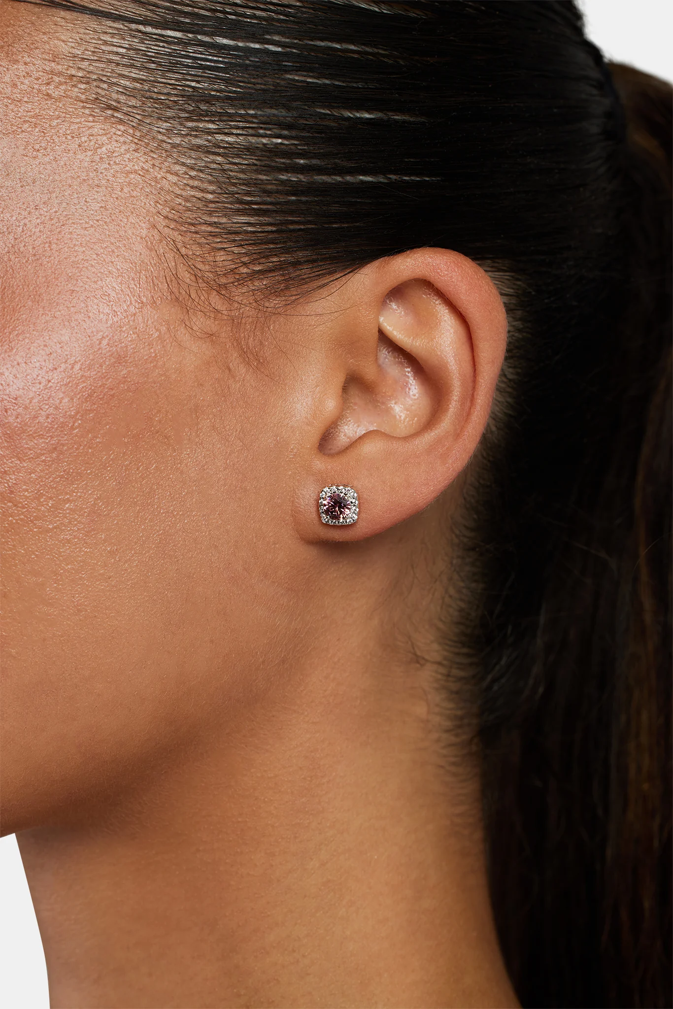 7mm Iced Pink Cluster Stud Earrings - Image 2