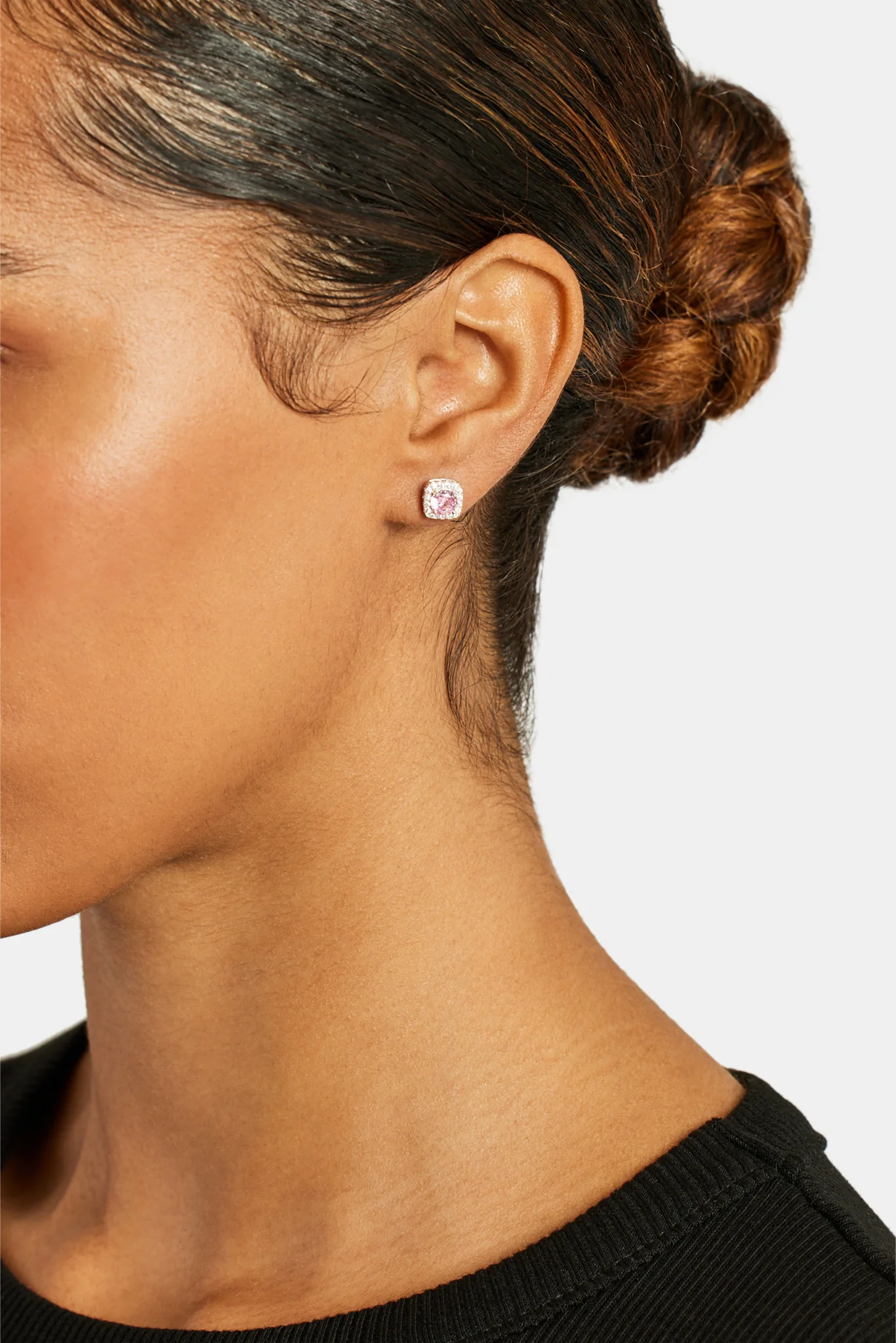7mm Iced Pink CZ Cluster Stud Earrings - Image 2