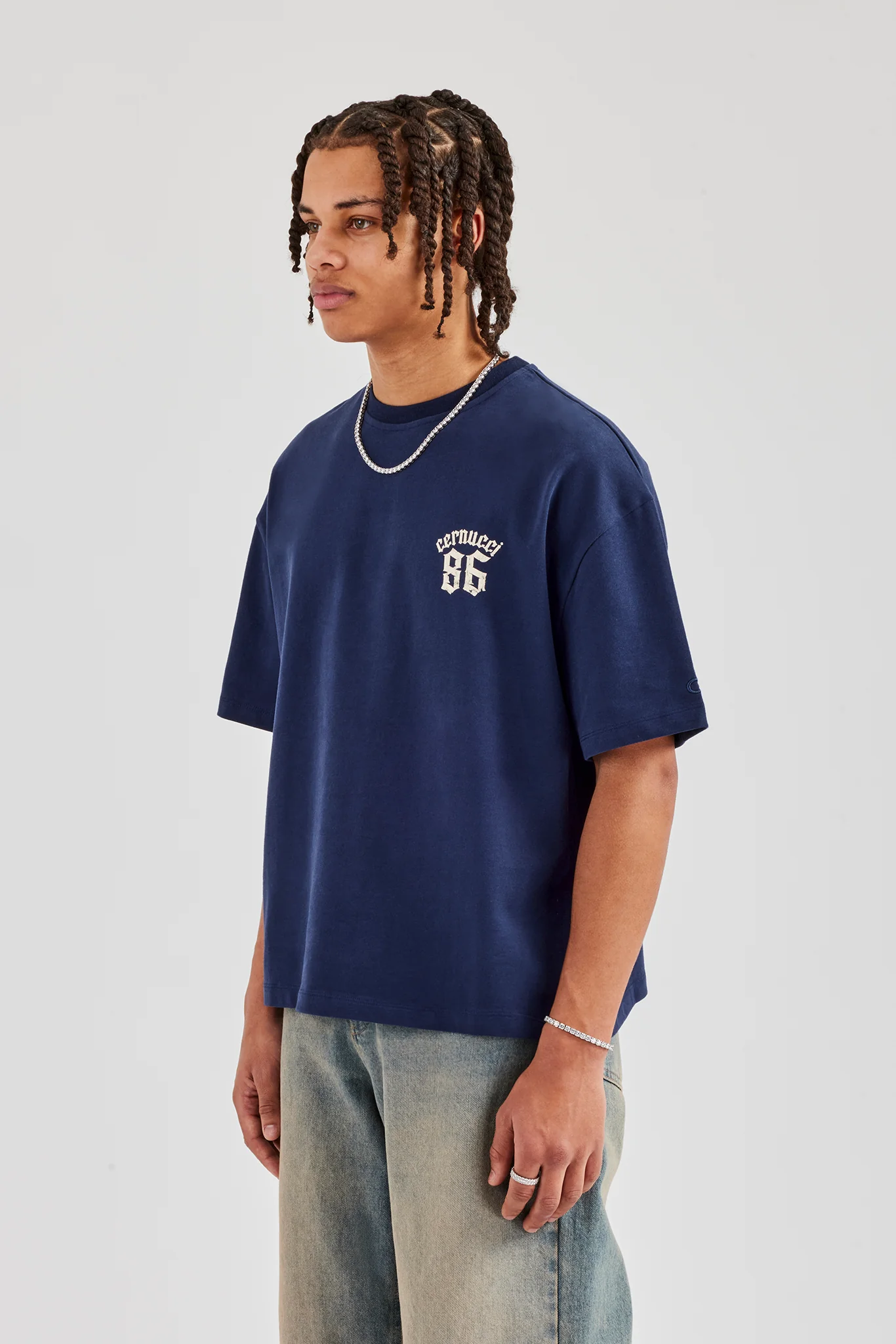 86 Back Print Boxy T-Shirt - Navy Blue - Image 2