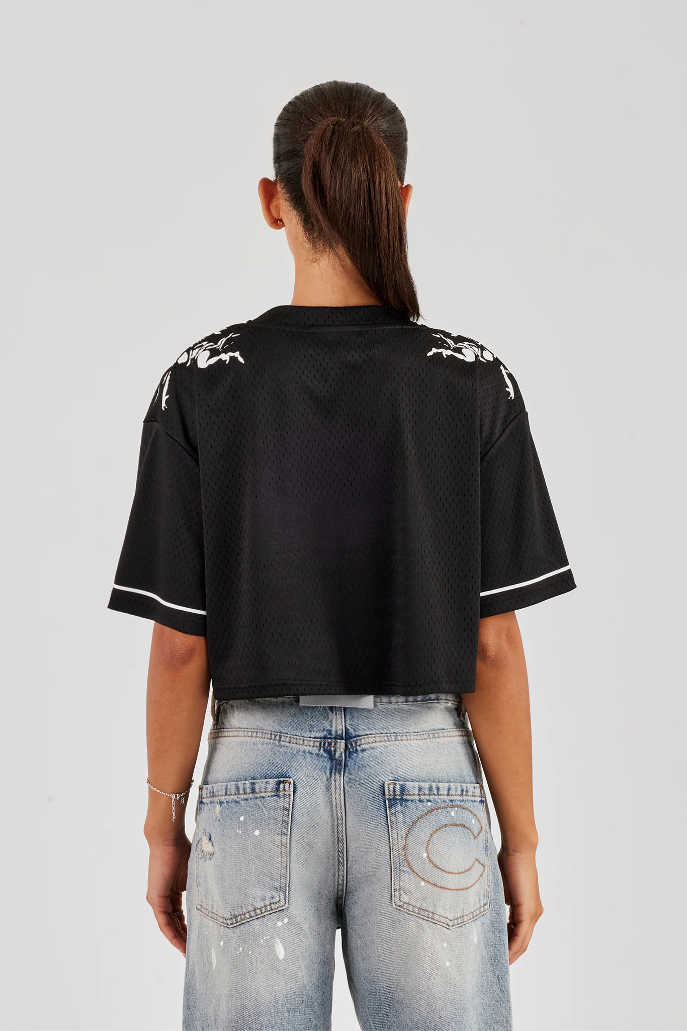 86 Cropped Mesh Top - Black - Image 4