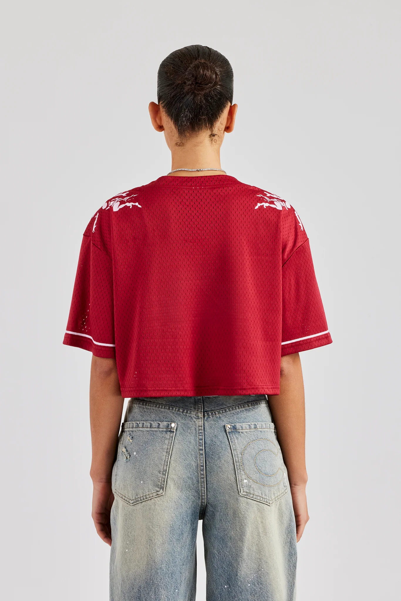 86 Cropped Mesh Top - Cherry Red - Image 2