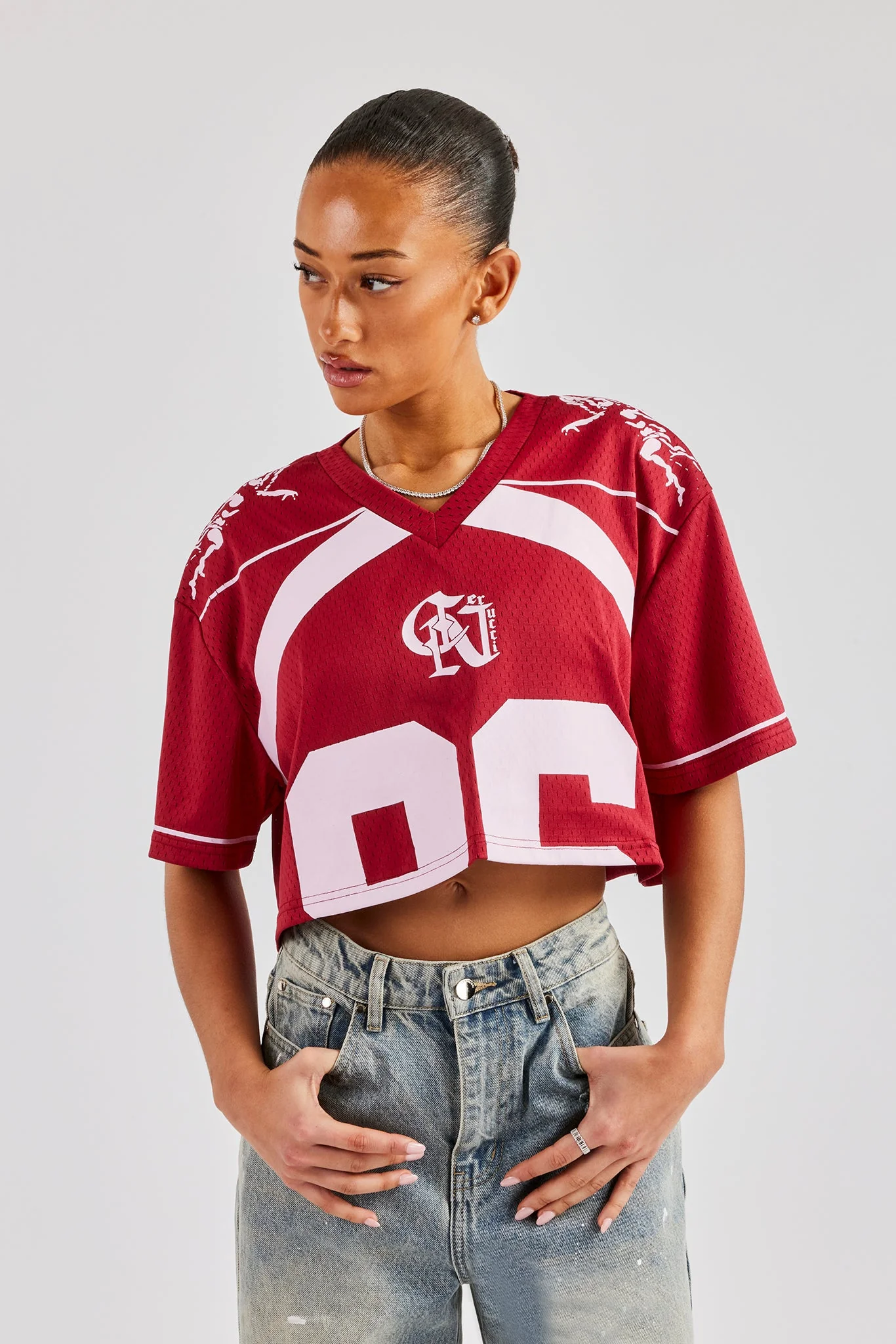 86 Cropped Mesh Top - Cherry Red - Image 4