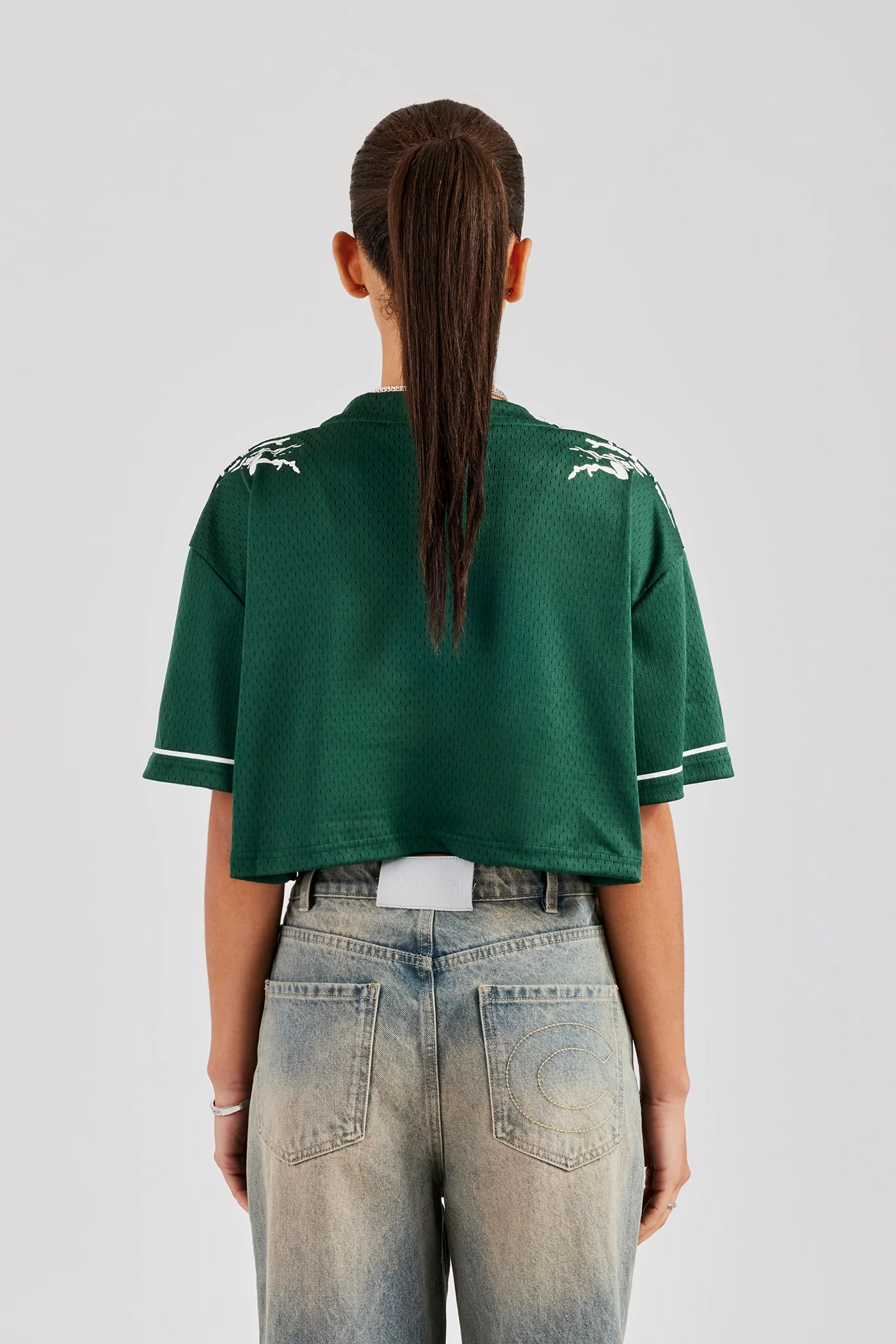 86 Cropped Mesh Top - Forest Green - Image 2