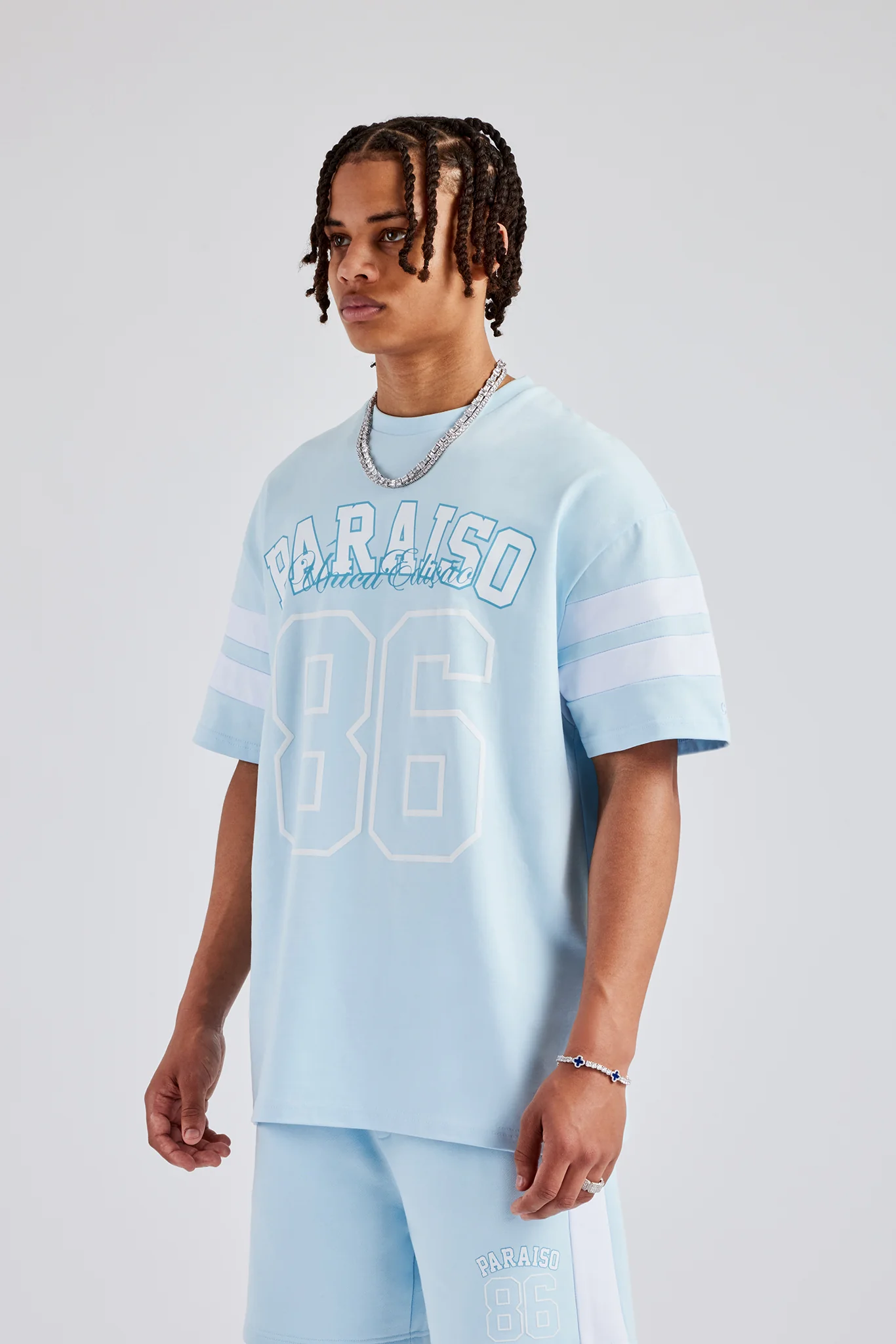 86 Varsity Skater T-Shirt - Light Blue - Image 4