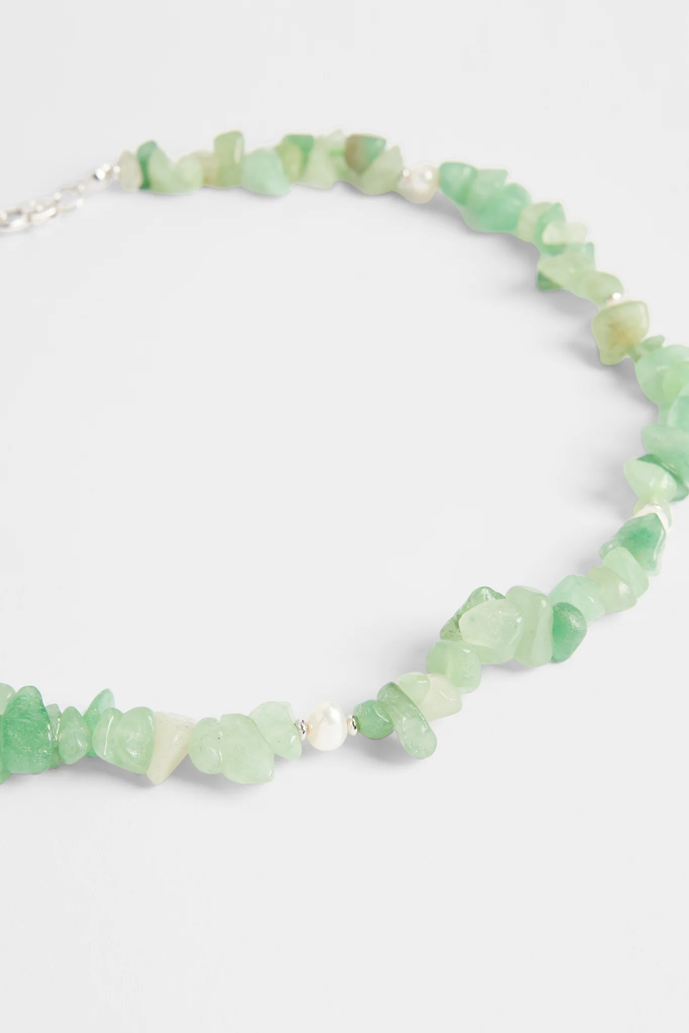 8mm Aqua Organic Bead & Freshwater Pearl Necklace - Image 3